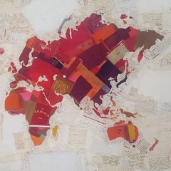 Carte vierge - 21e siècle, contemporaine, papier ancien, encre médiévale, collage