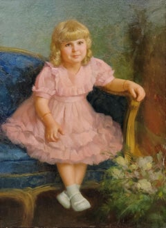 Girl in Pink Dress, 1937 Portrait Painting by Fernando Amorsolo, Filipino Artist