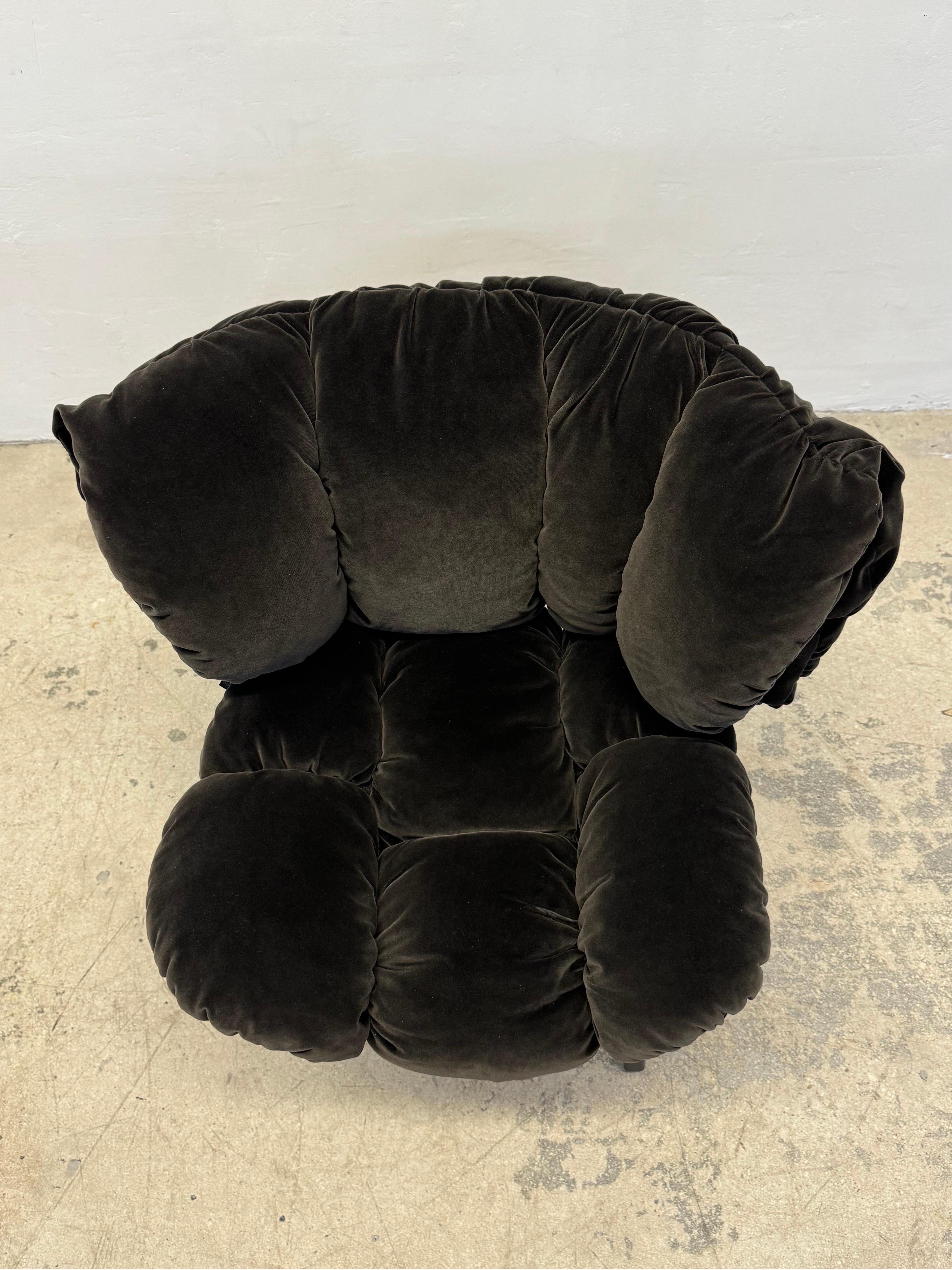 Fernando and Humberto Campana Blue Velvet Chair for Edra 3