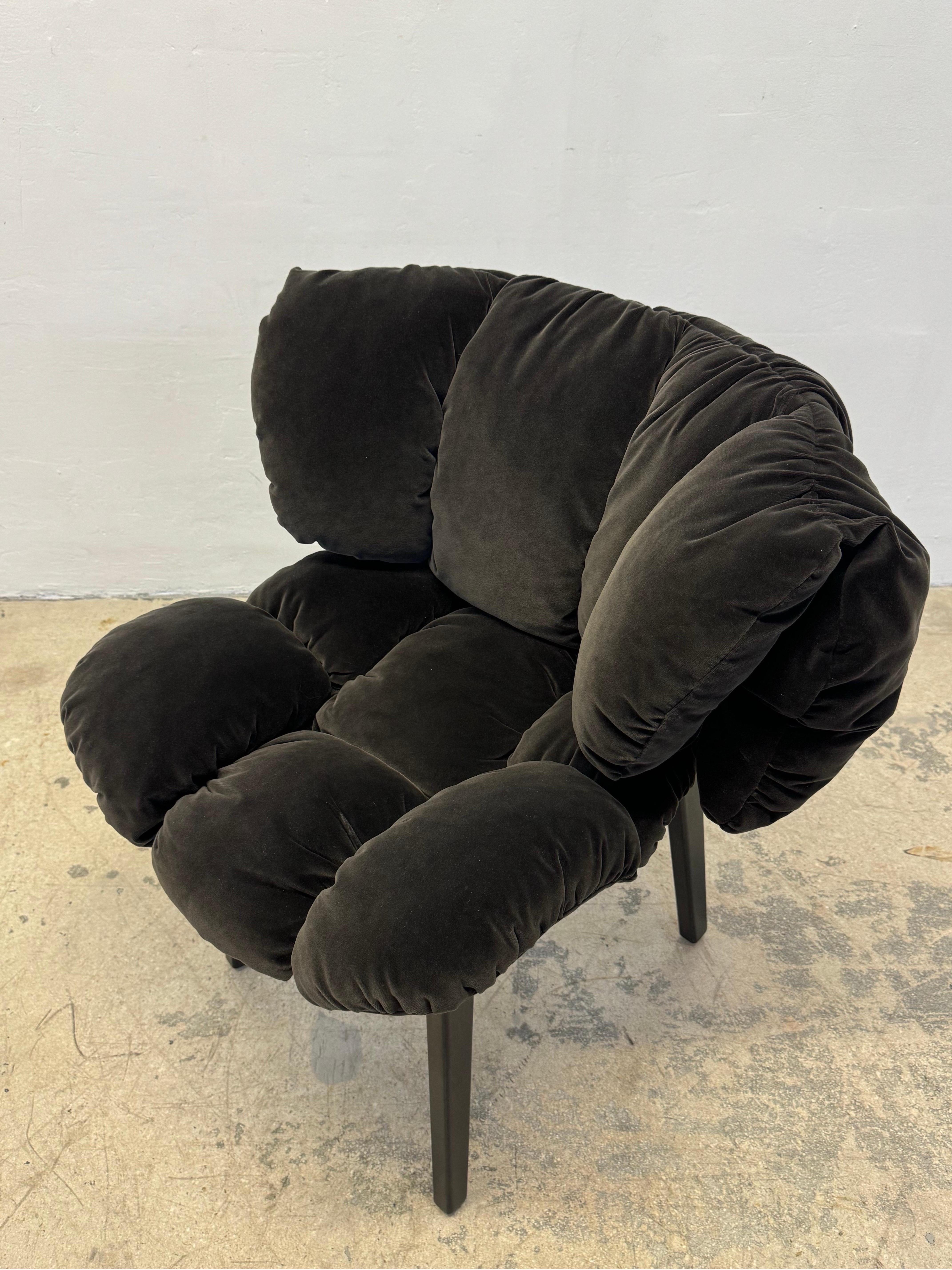 Fabric Fernando and Humberto Campana Blue Velvet Chair for Edra
