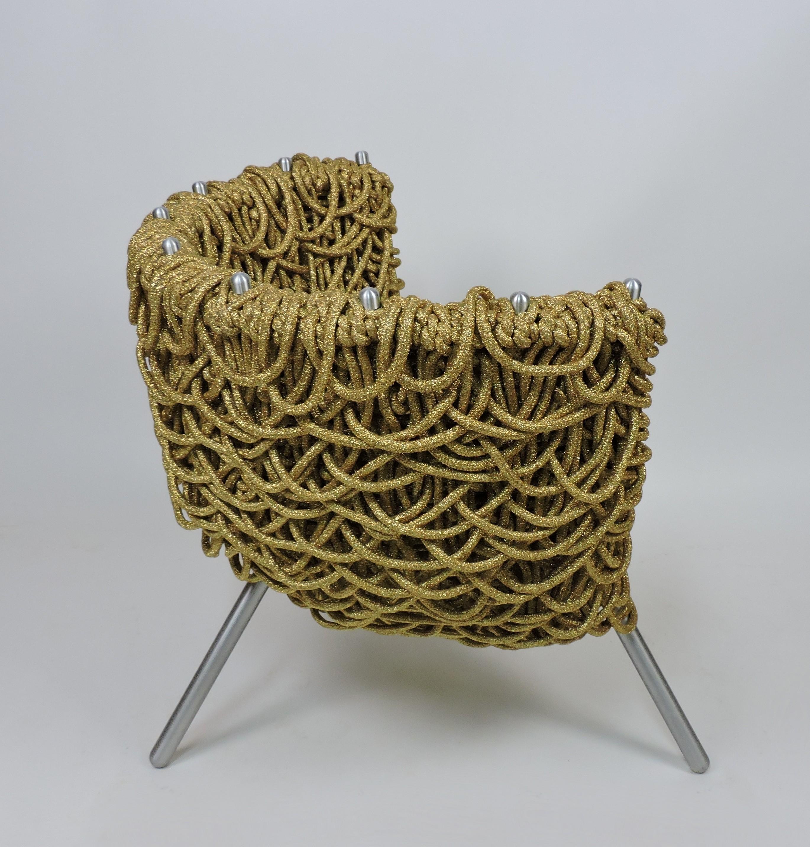 Modern Fernando and Humberto Campana Brothers Vermelha Arm Chair by Edra in Gold For Sale