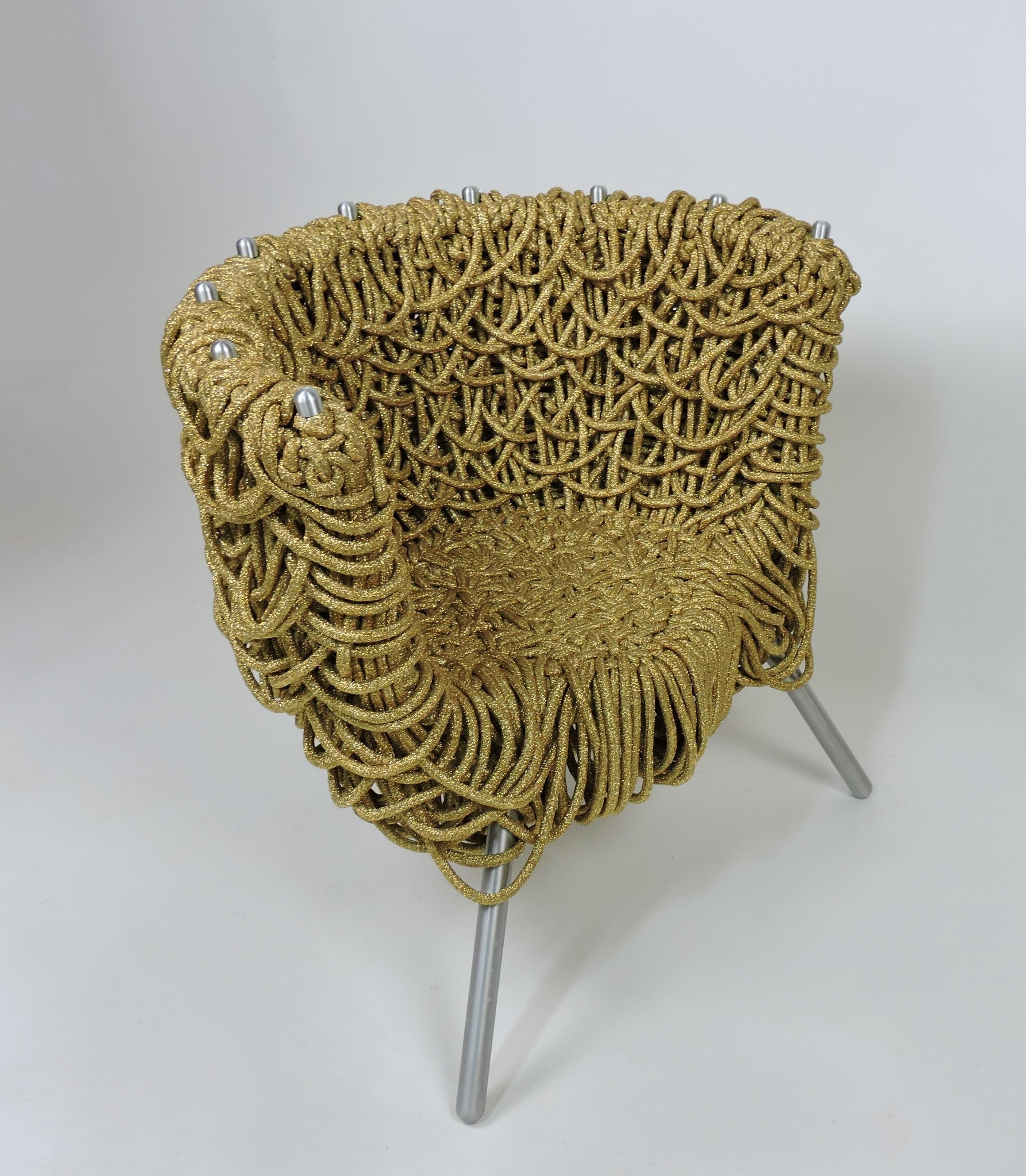 Italian Fernando and Humberto Campana Brothers Vermelha Arm Chair by Edra in Gold For Sale