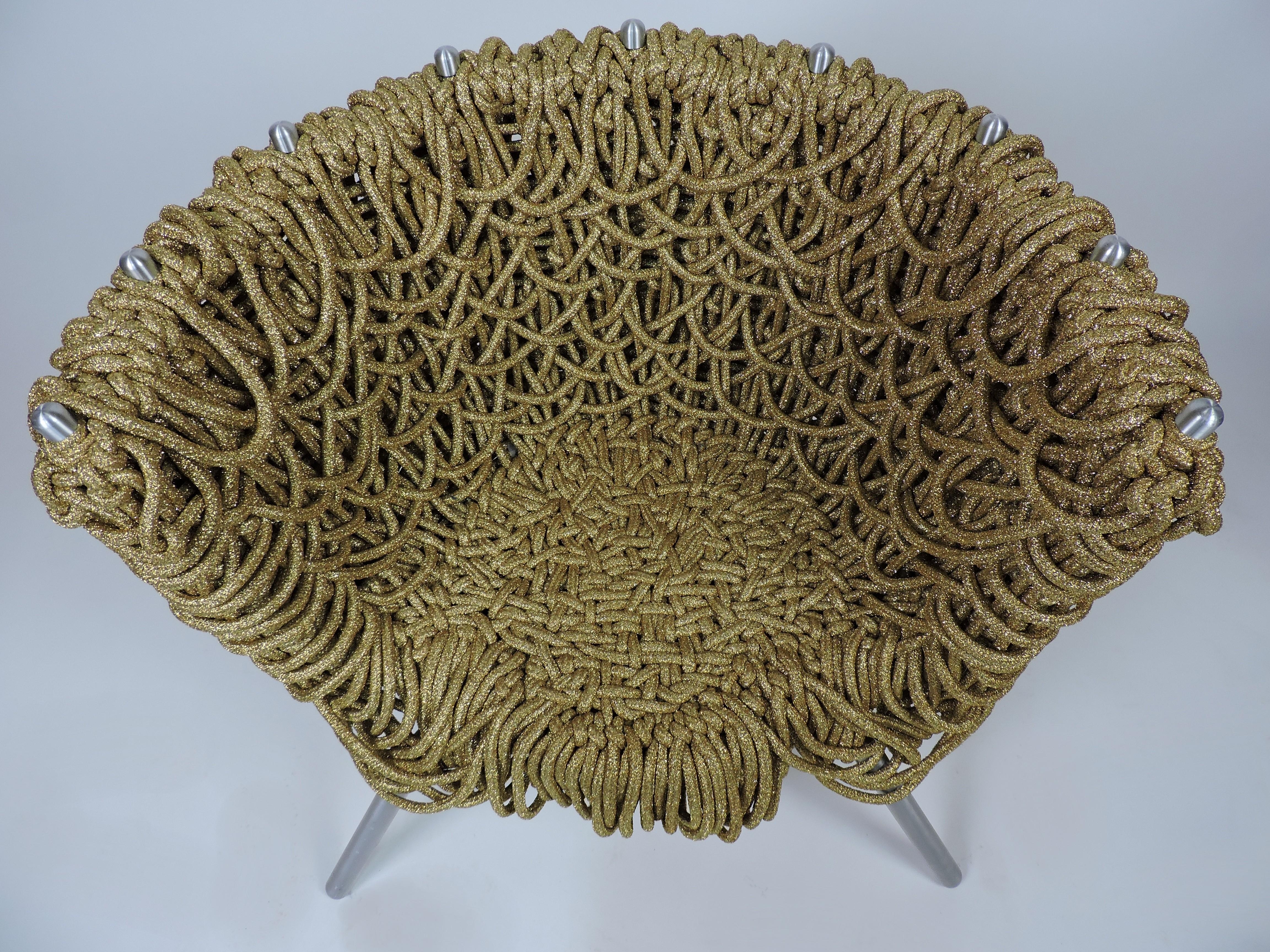 Woven Fernando and Humberto Campana Brothers Vermelha Arm Chair by Edra in Gold For Sale