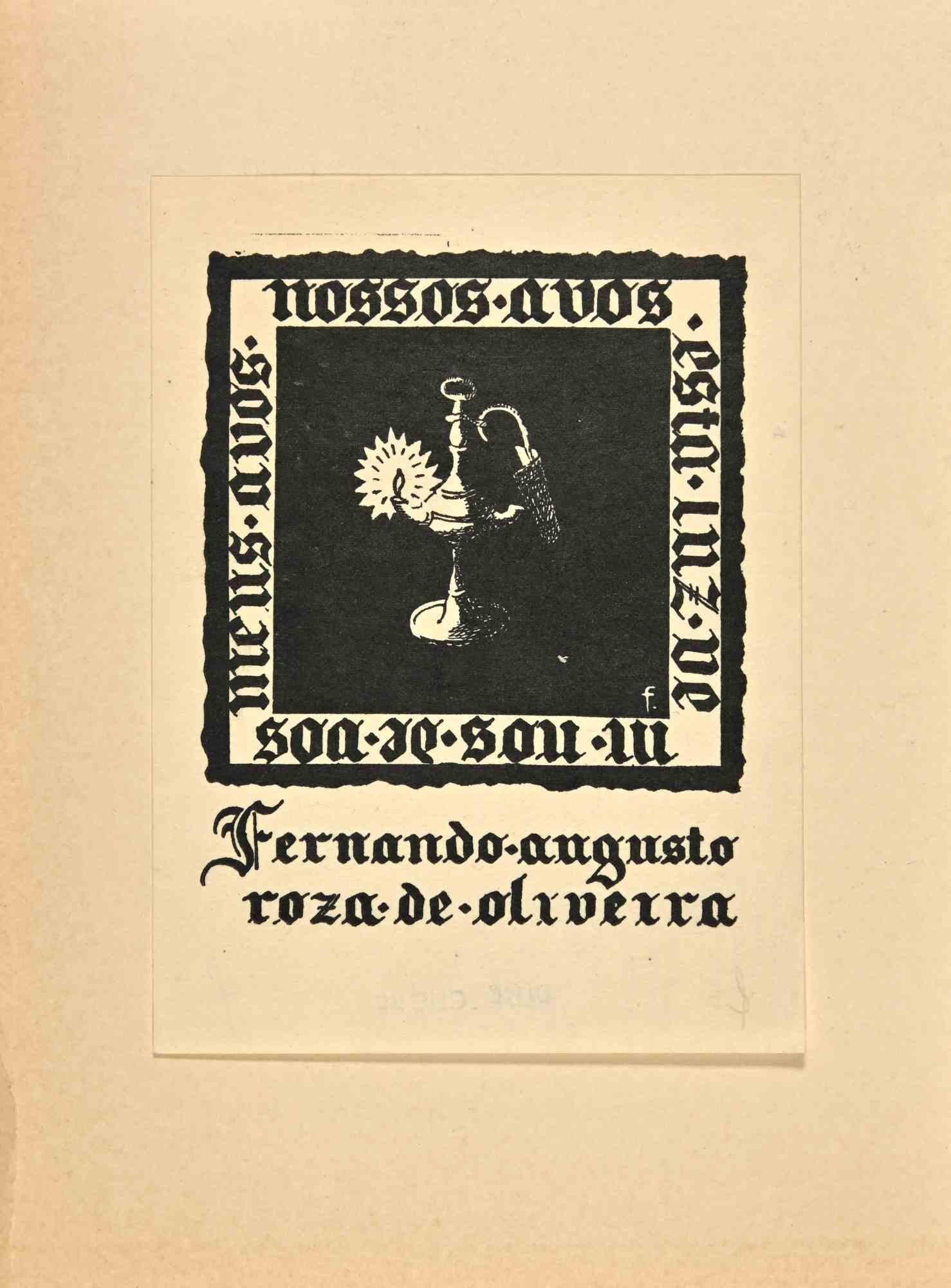 Ex-Libris  Fernando Augusto Roza de Oliveira is an Artwork realized in 1930 s., by Fernando Augusto Roza de Oliveira

Woodcut B./W. print on ivory paper. The work is glued on ivory cardboard. 

Total dimensions: 20 x 15 cm.

Good conditions.

 The