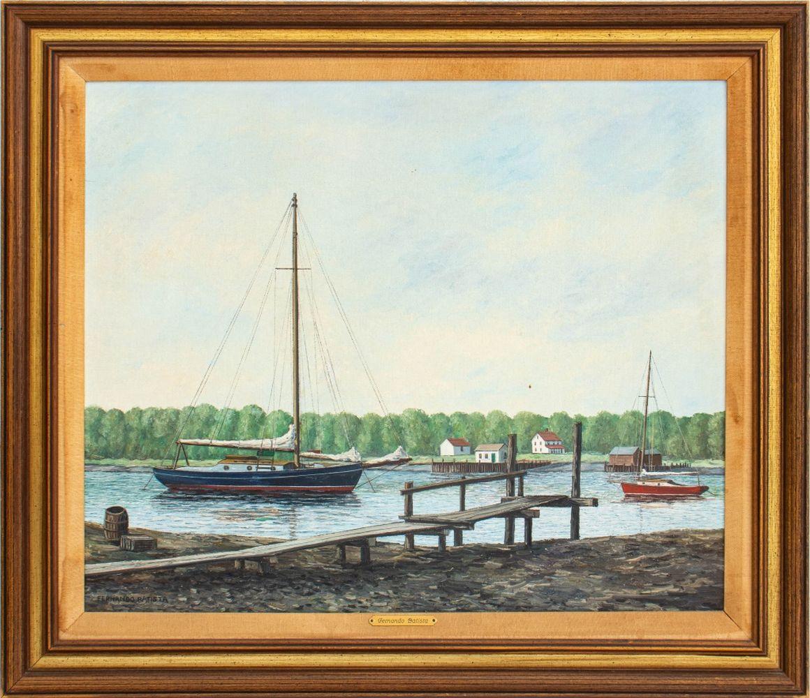 Fernando Batista Landscape Painting – Hafenszene