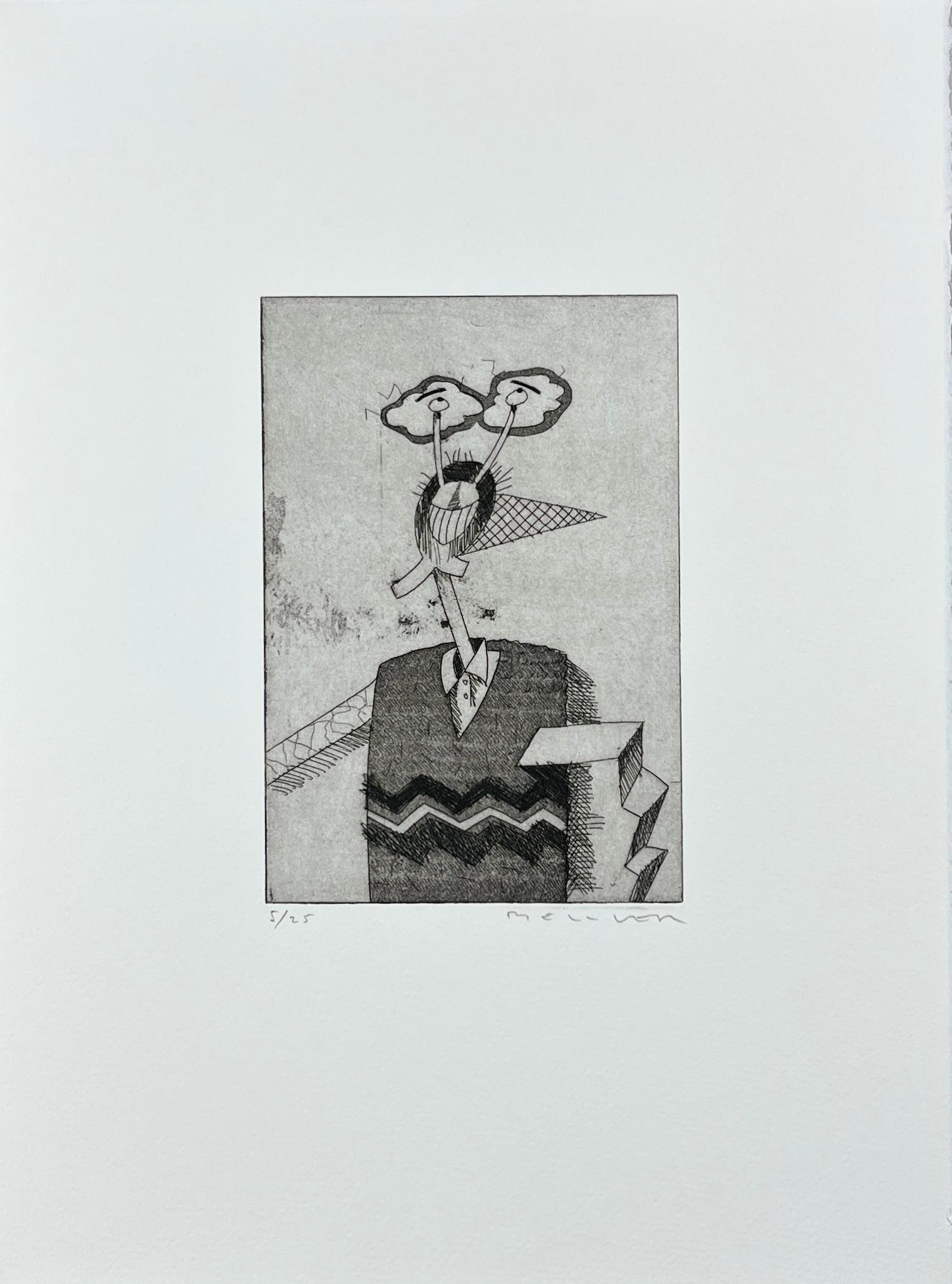 Spanischer 1986 signierter Original-Kunstdruck in limitierter Auflage, Radierung 15x11 in. – Print von Fernando Bellver