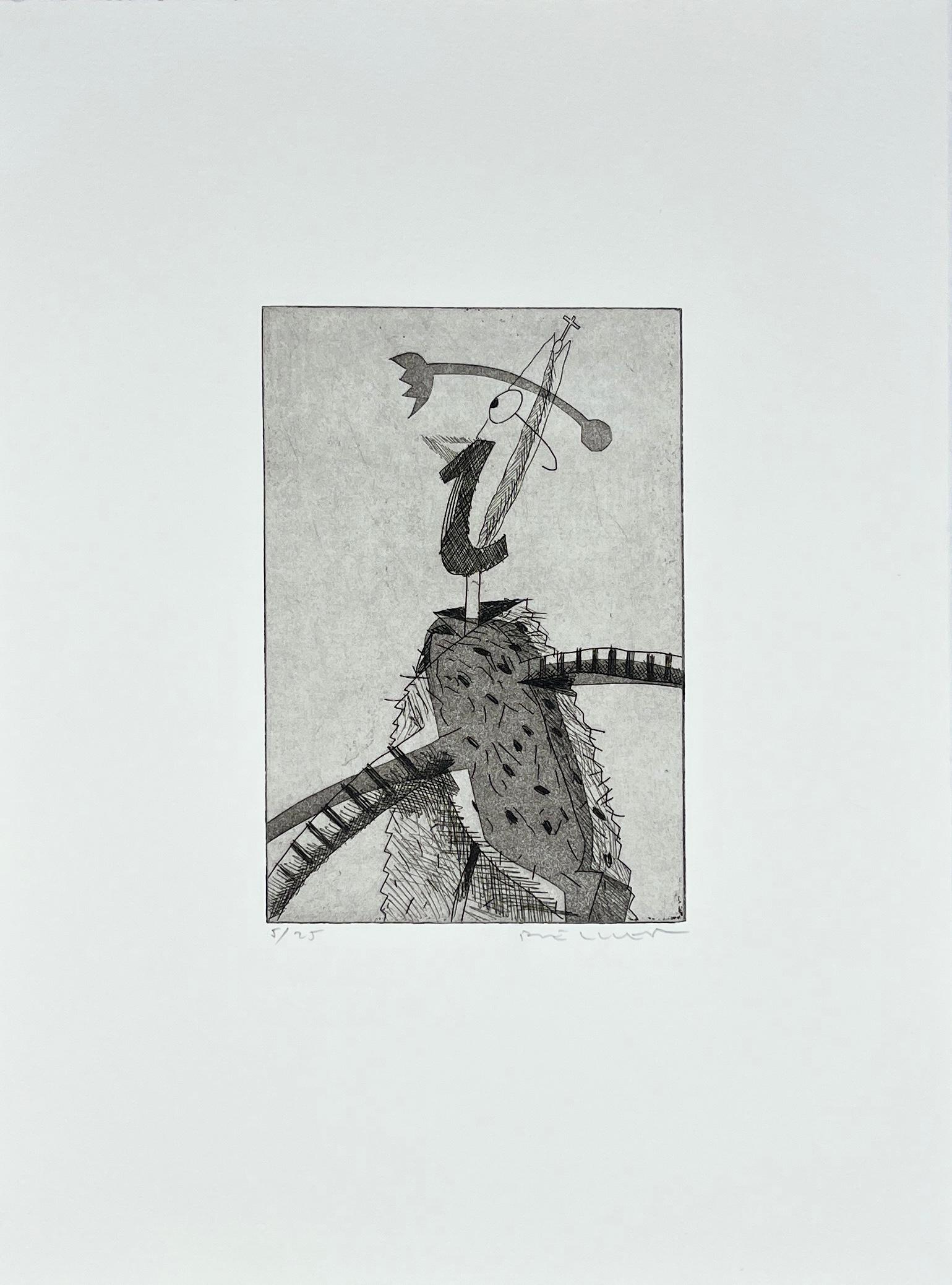 Stampa d'arte originale firmata in edizione limitata del 1986, 15x11 pollici. - Print di Fernando Bellver