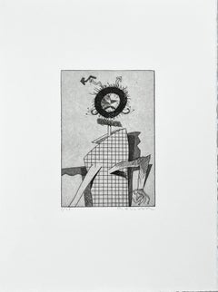 Spanischer 1986 signierter Original-Kunstdruck in limitierter Auflage, Radierung 15x11 in.