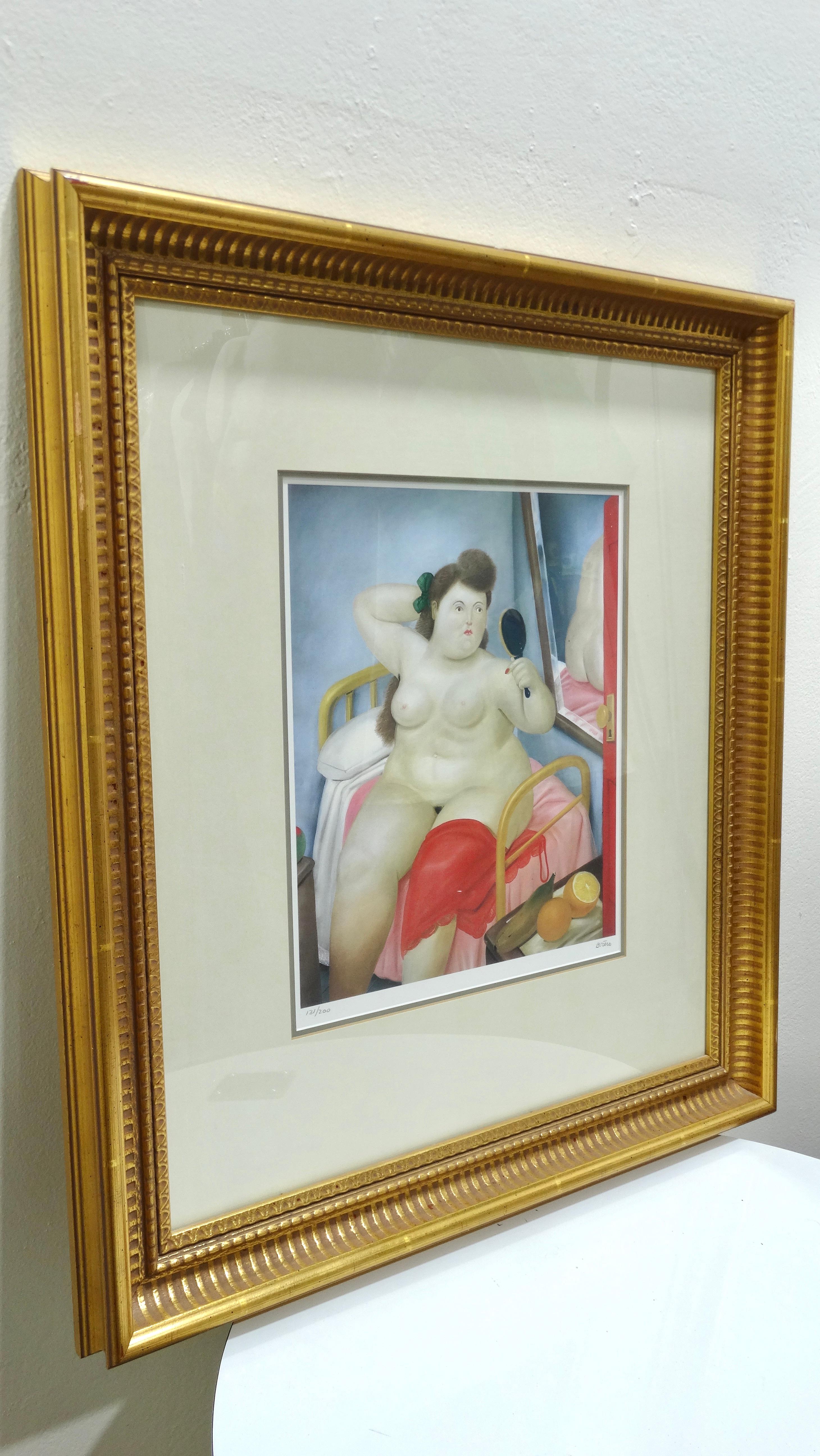 Beige Fernando Botero B. 1932 'La Toilette' Framed Art