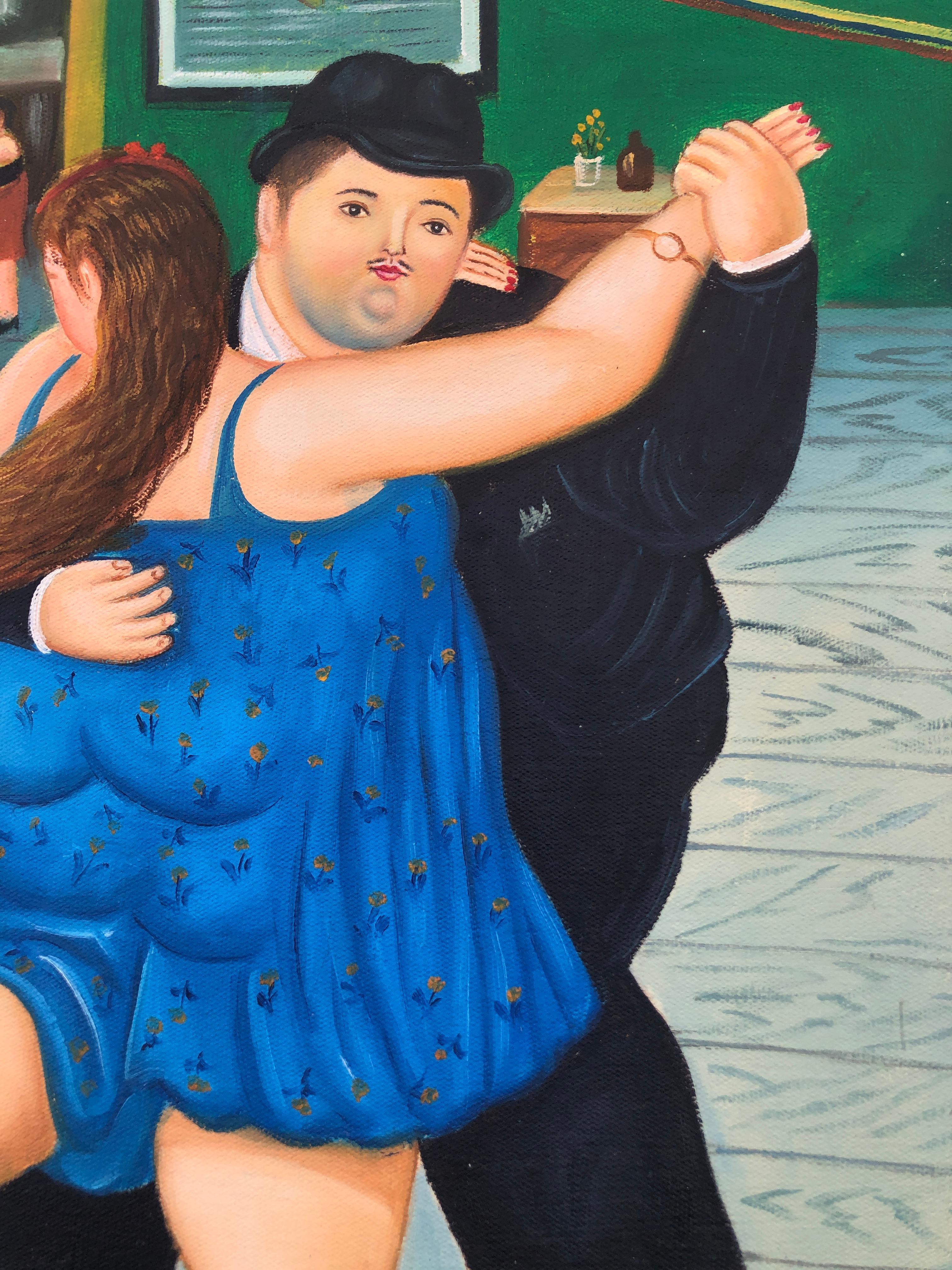 Pittura ad olio su tela di una coppia di ballerini 2