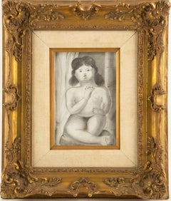 Fernando Botero ( 1932 - 2023 ) Ritratto a carboncino "Donna nuda che fuma"