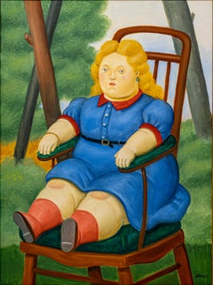 Fernando Botero, Niña en la silla, 2012, Oil on canvas, 88 x 65 cm  34.6 x 25.5