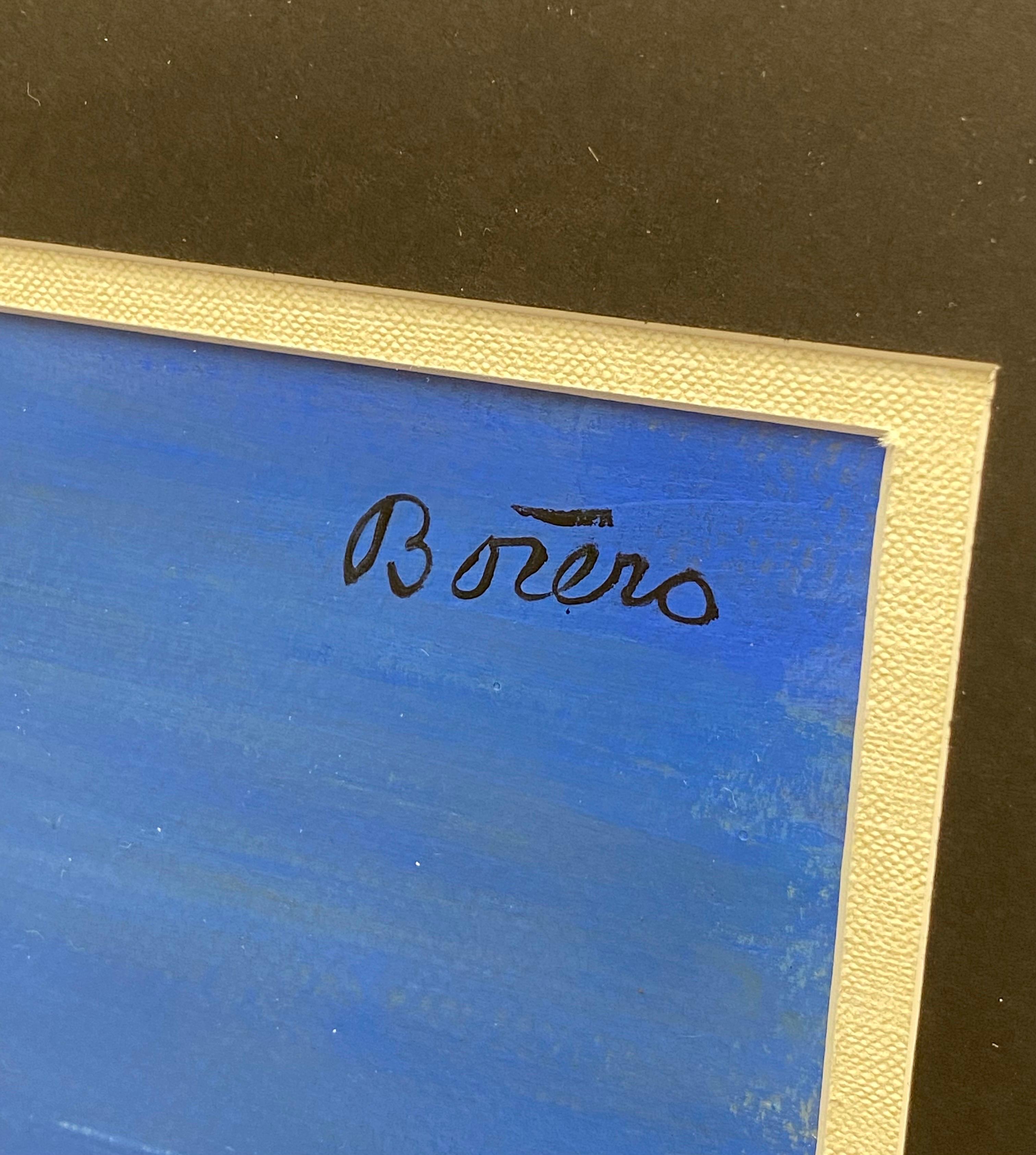 Cuadro en acuarela de Fernando Botero, Hombre y mujer en la playa, firmado y enmarcado 7