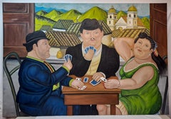 Large Scale Painting After Fernando Botero "The Card Player II"