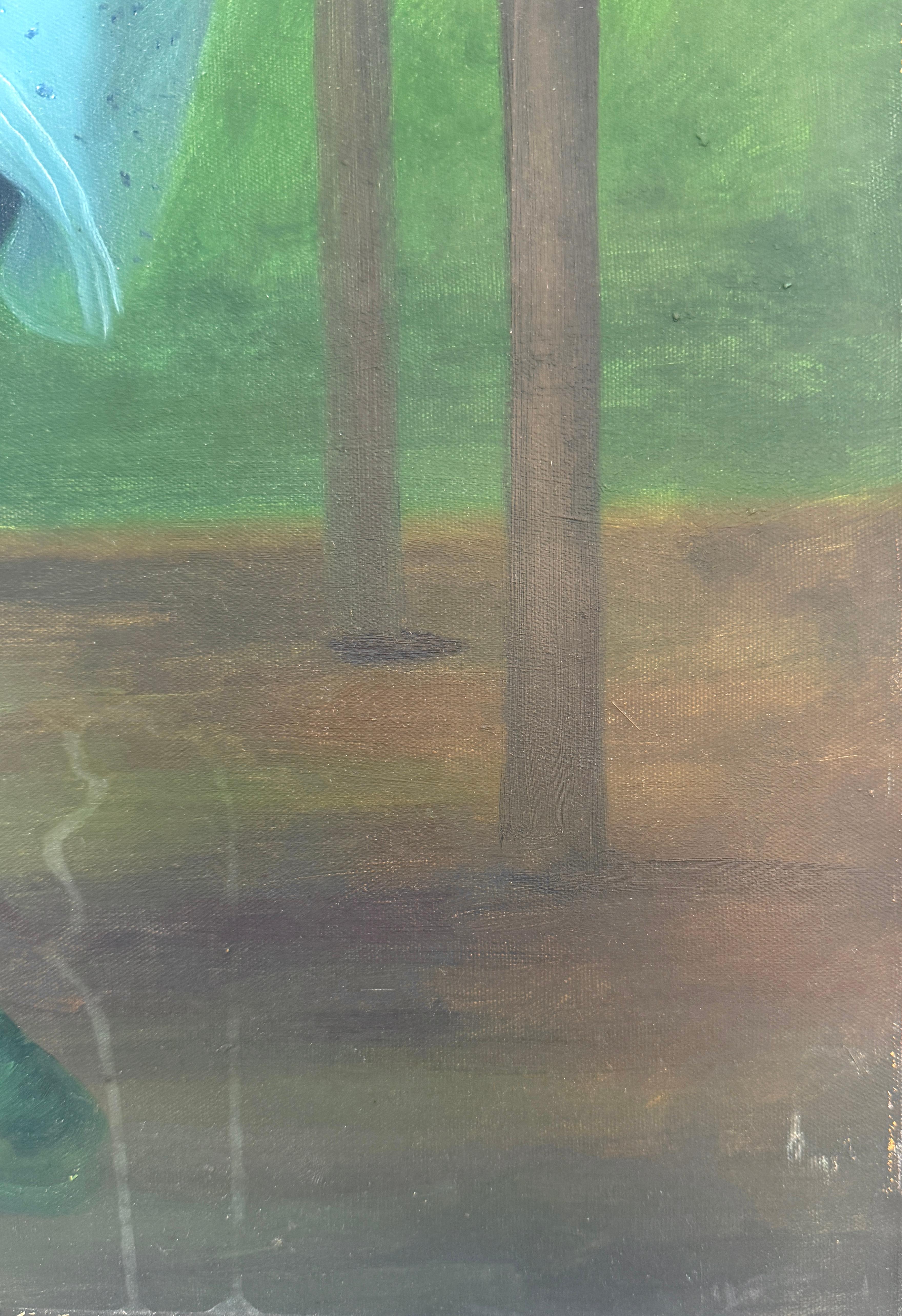 Femme assise en bleu huile sur toile en vente 2