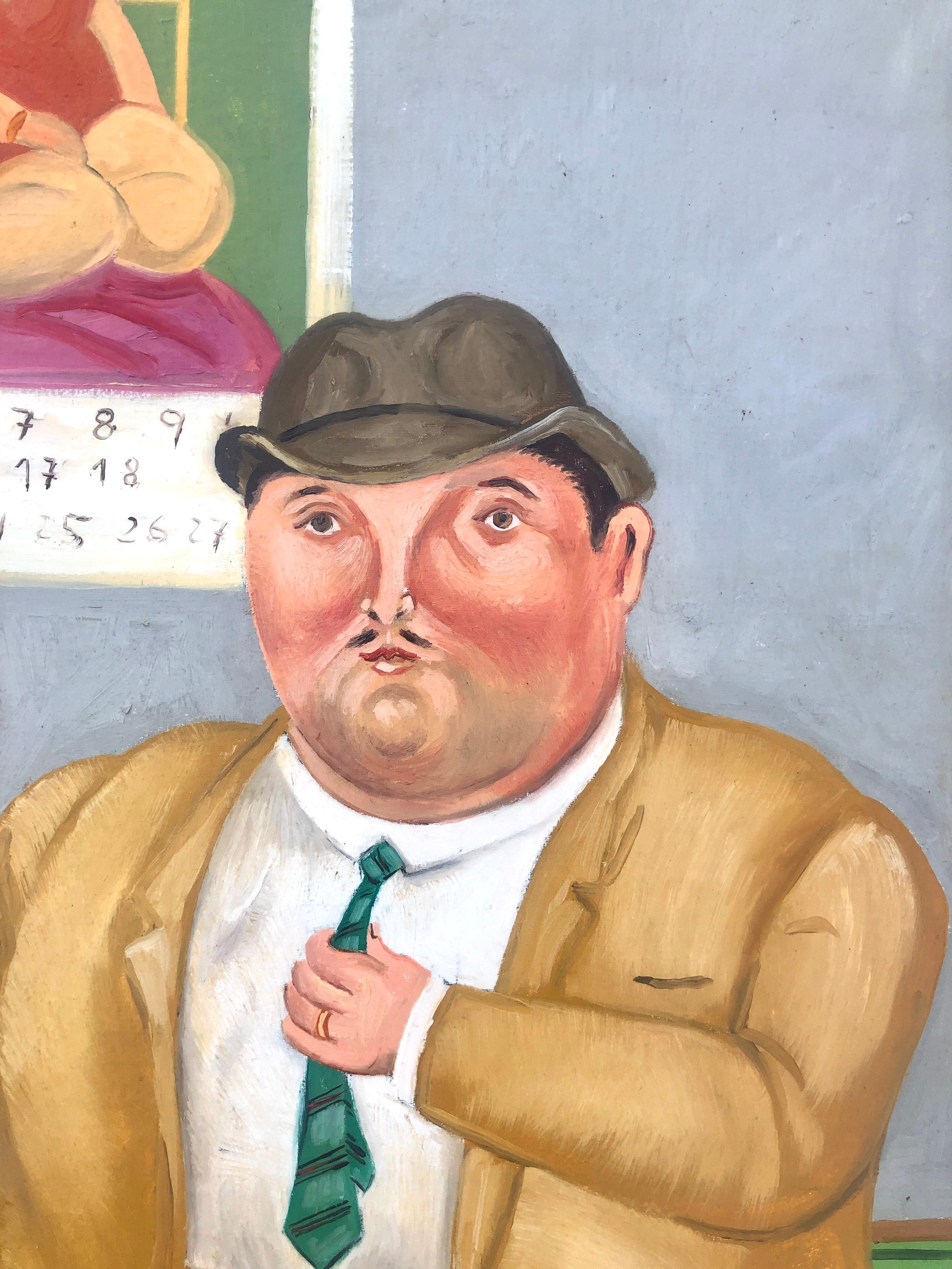 El jugador de billar óleo sobre lienzo - Painting de Fernando Botero