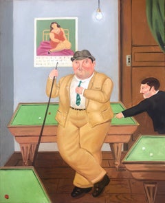 The Billiard Player oil on canvas painting