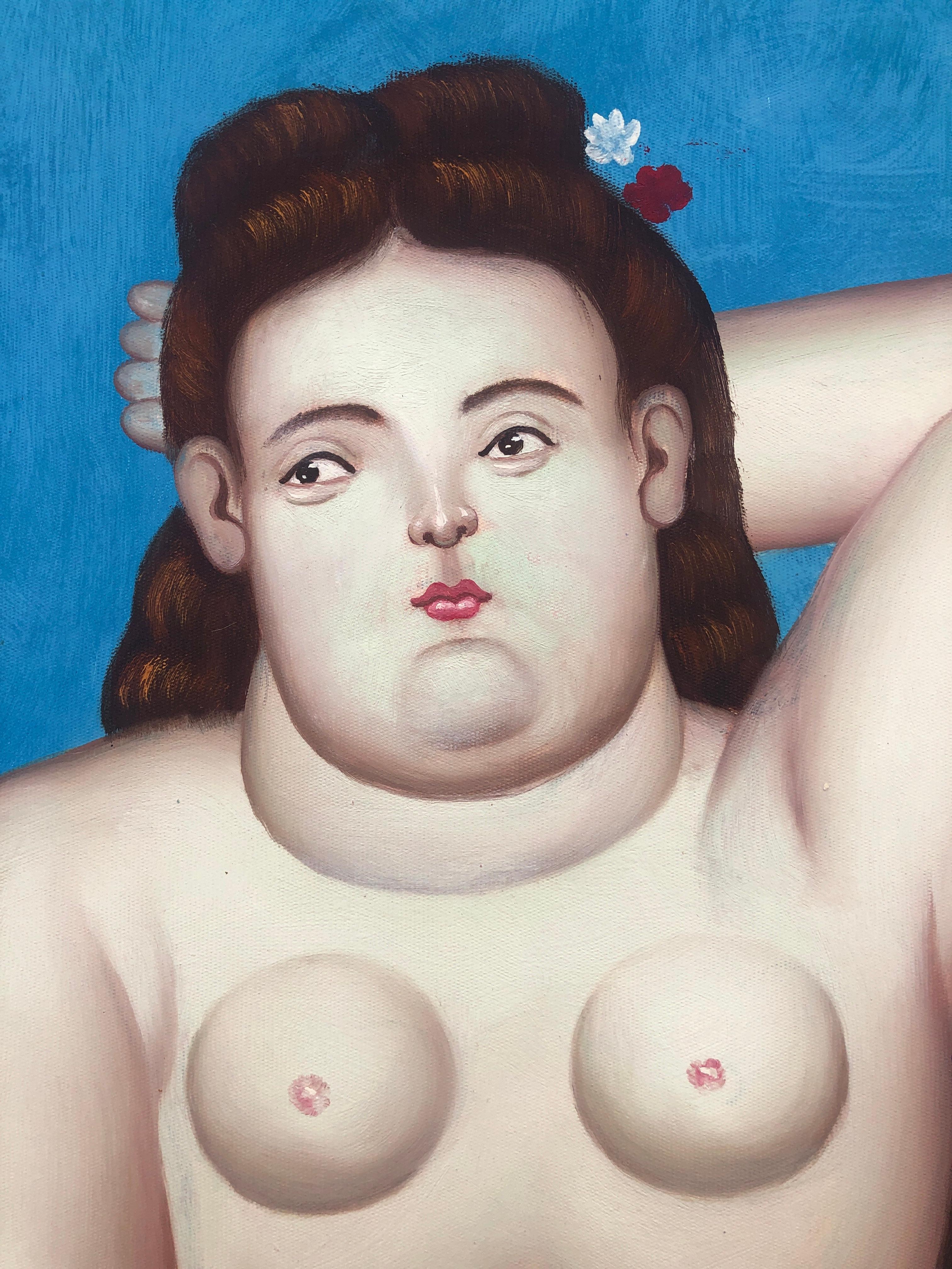 Musa Voluttuosa Nuda olio su tela - Painting Contemporaneo di Fernando Botero