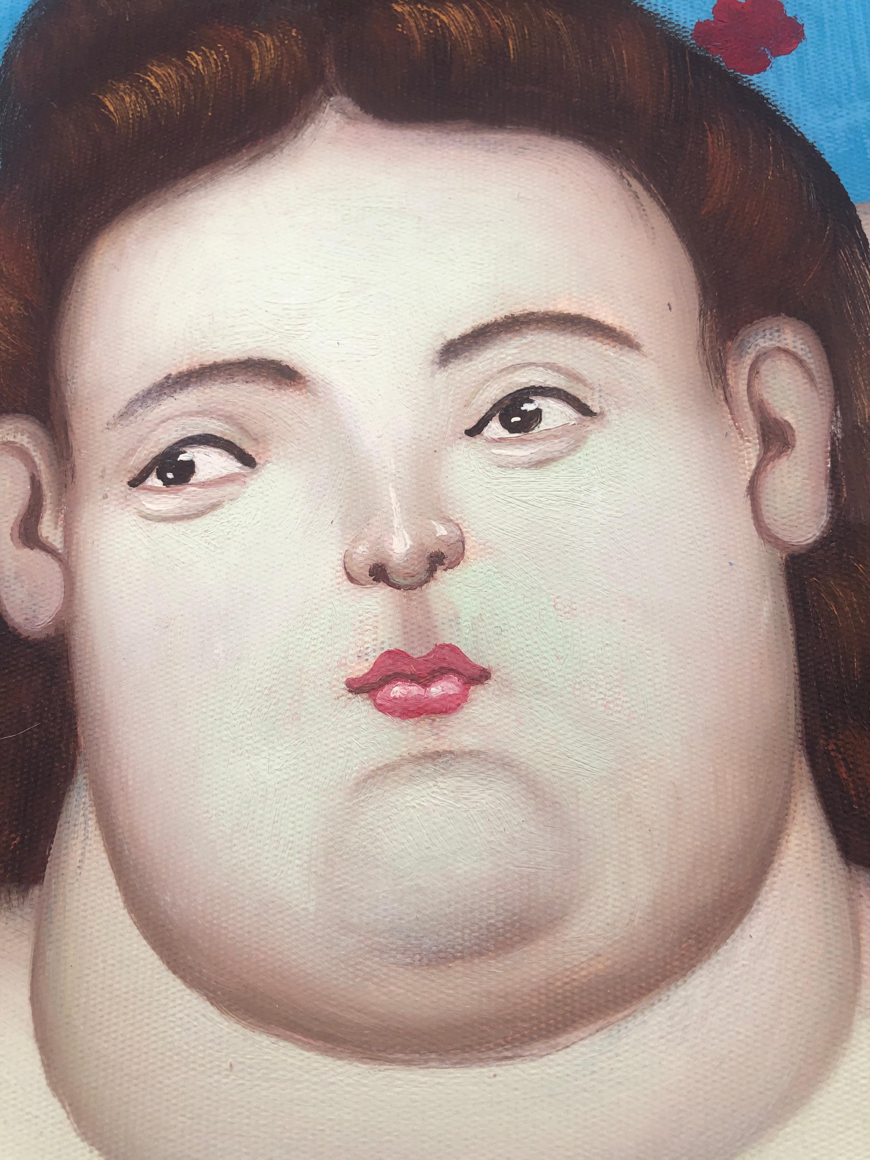 Musa Voluttuosa Nuda olio su tela - Interior Painting Beige di Fernando Botero
