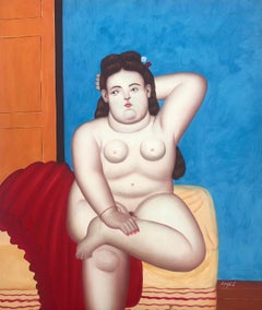 Voluptuous Nude Muse oil on canvas painting