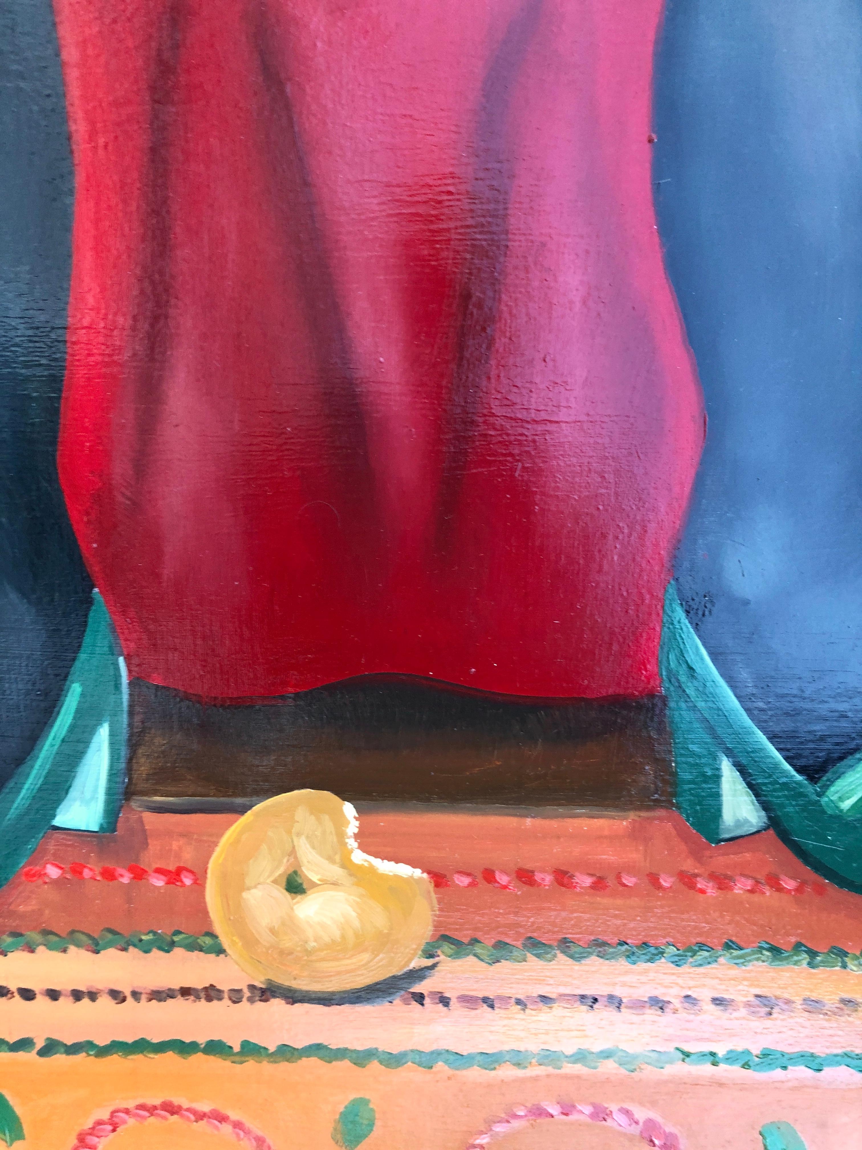 Woman in the Boudoir oil on canvas painting - Contemporary Painting by Fernando Botero