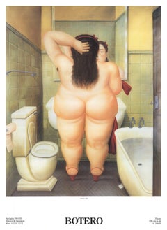 1991 Fernando Botero 'Das Bad (Il Bano)' Zeitgenössisch Braun:: Weiß:: Gelb Italien