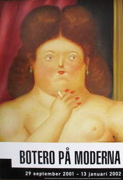 2001 d'après Fernando Botero « Femme fumant » Contemporain Marron, Rouge Suède