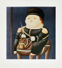 Fernando Botero-St Georg-21.5" x 19.75"-Poster-Contemporary-Multicolor, Black