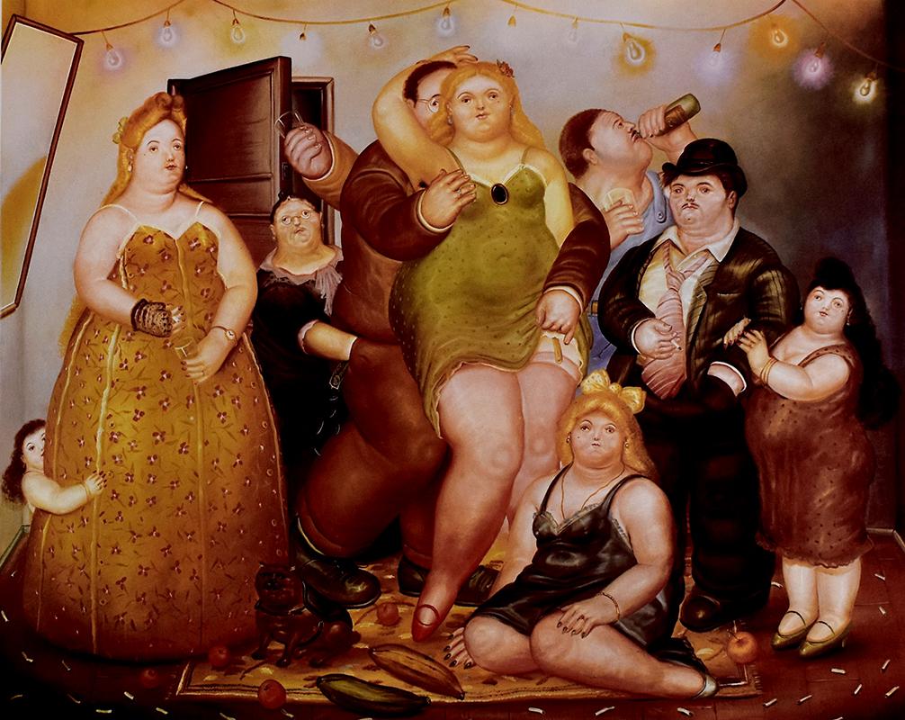 Fernando Botero Figurative Print - House of Raquel Vega - Columbian Party Dancing 