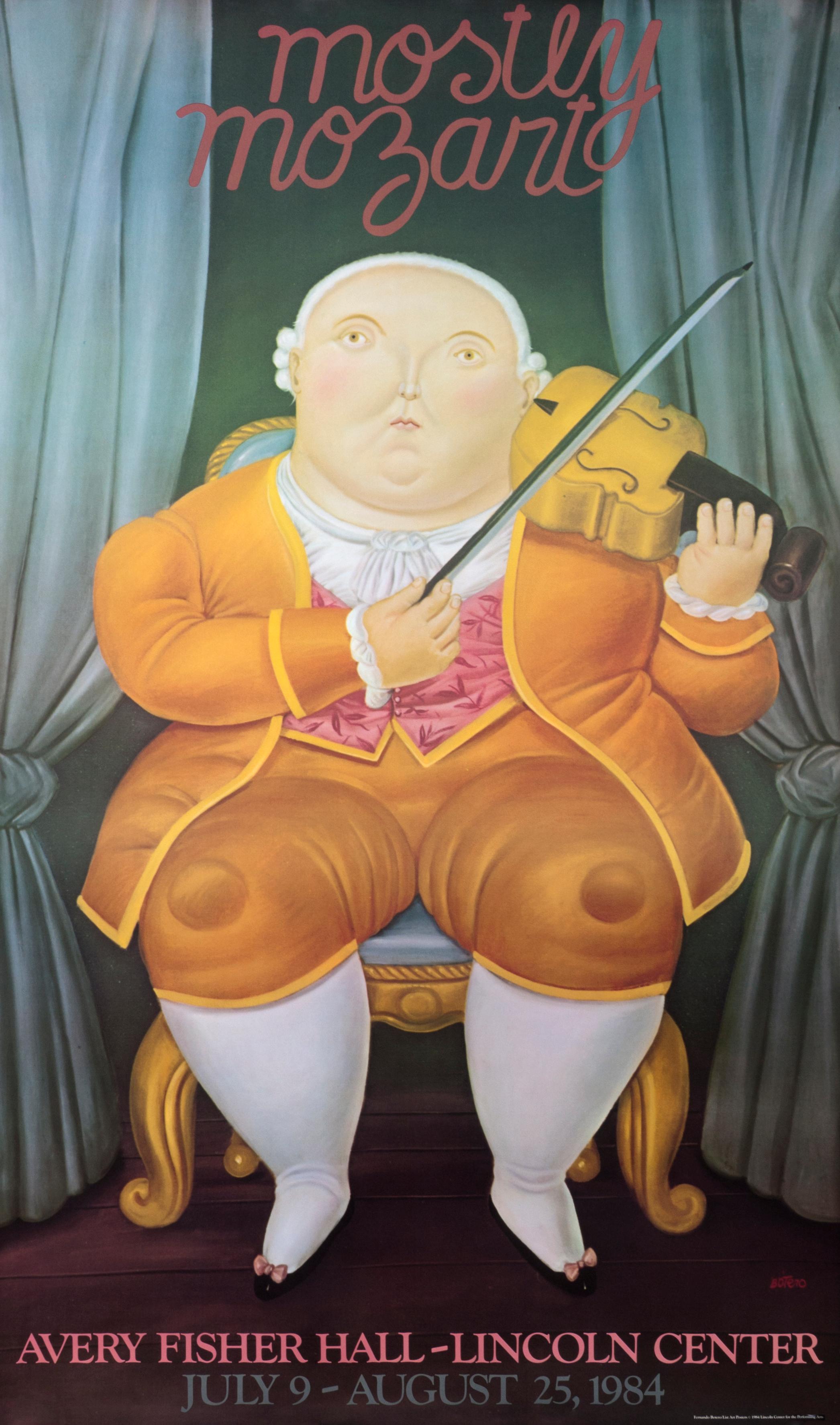 "Mostly Mozart" Original Botero Vintage Music Festival poster - Print by Fernando Botero