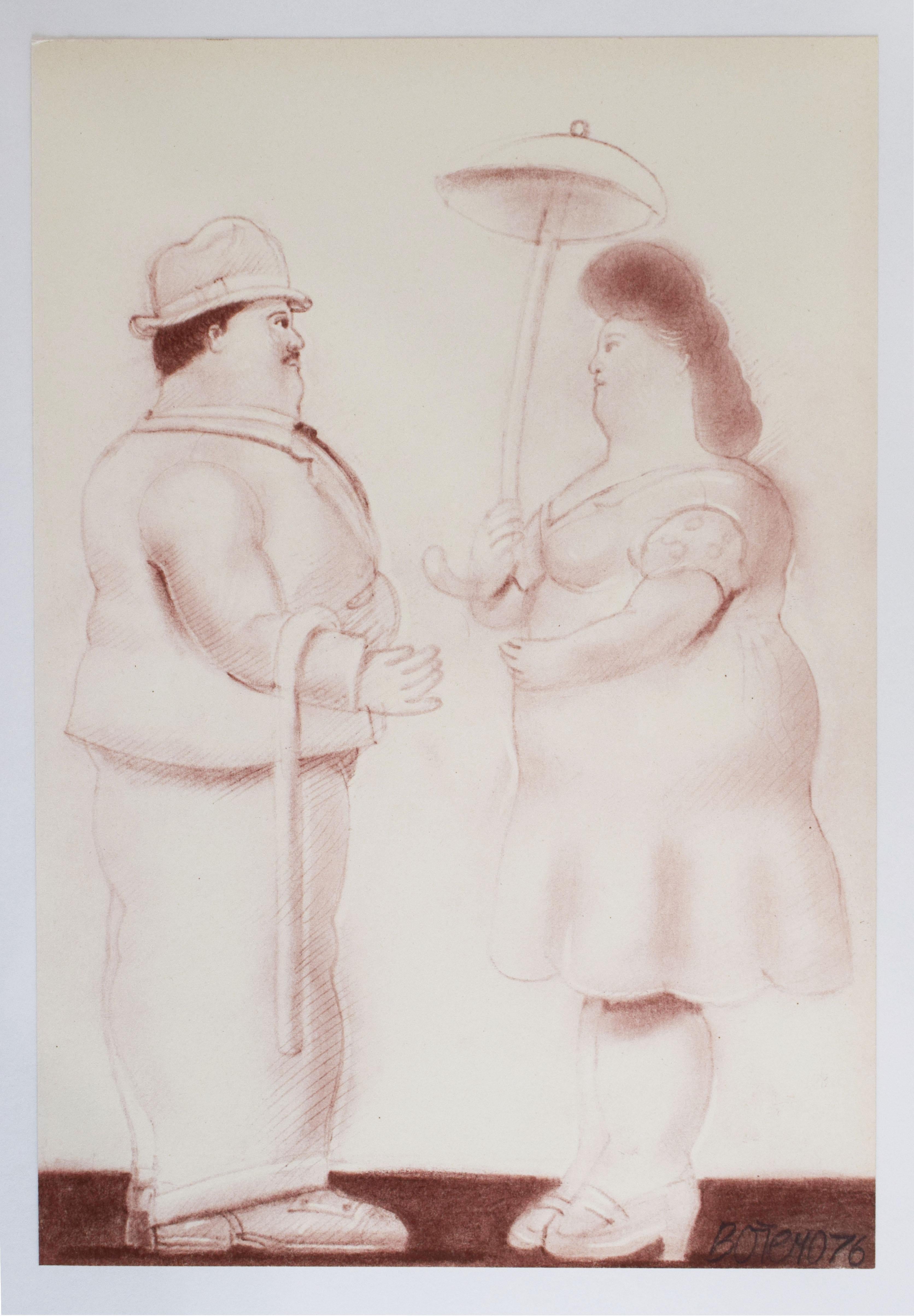 The Couple  Das Paar - Columbian Couple Dokumenta - Print by Fernando Botero