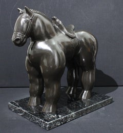 After Botero Bronze Horse with Saddle Sculpture, Contemporary Edition of 50
