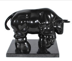 After Botero - Bull Bronze Sculpture