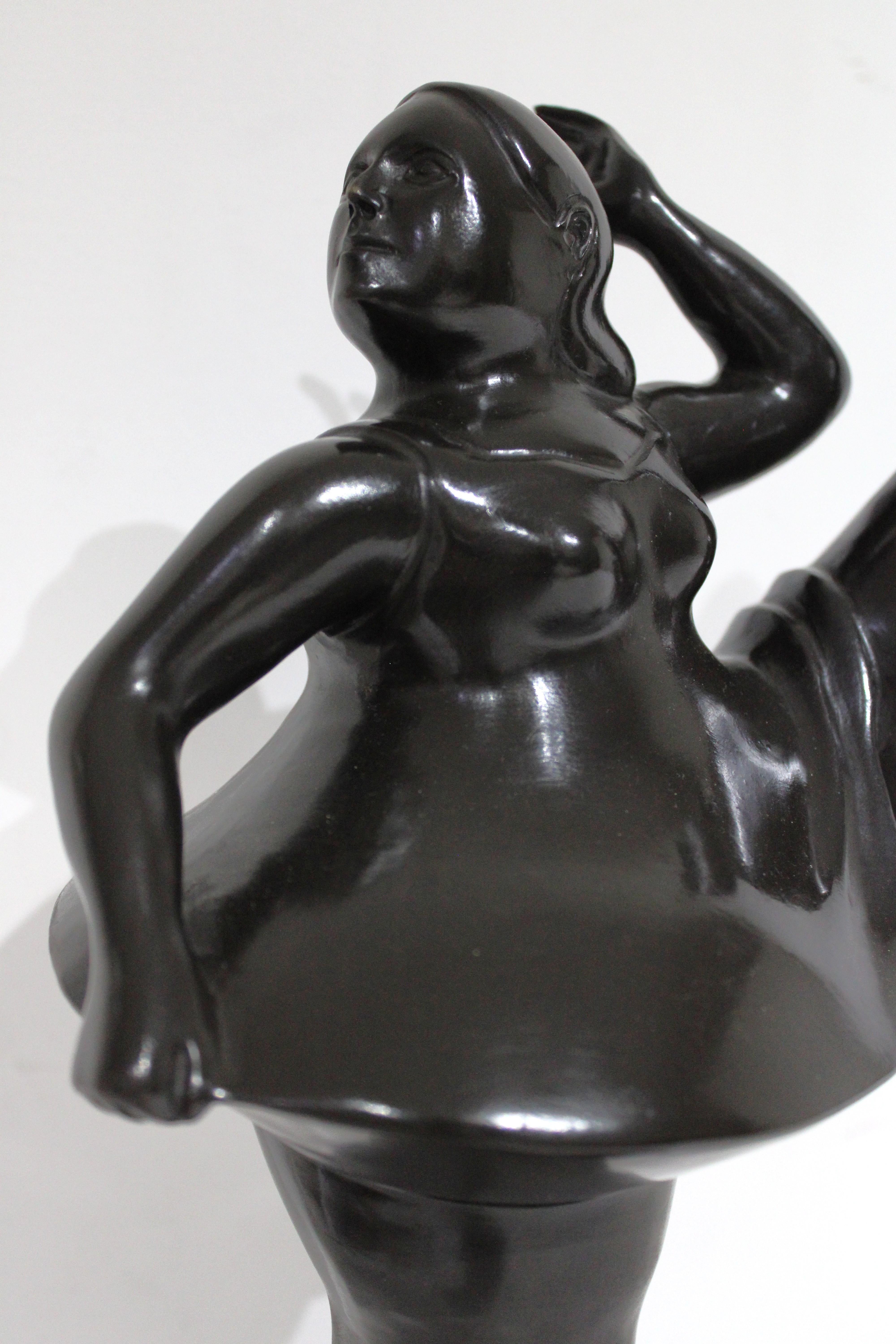 After Botero -Dancer Bronze Sculpture - Gold Figurative Sculpture by Fernando Botero