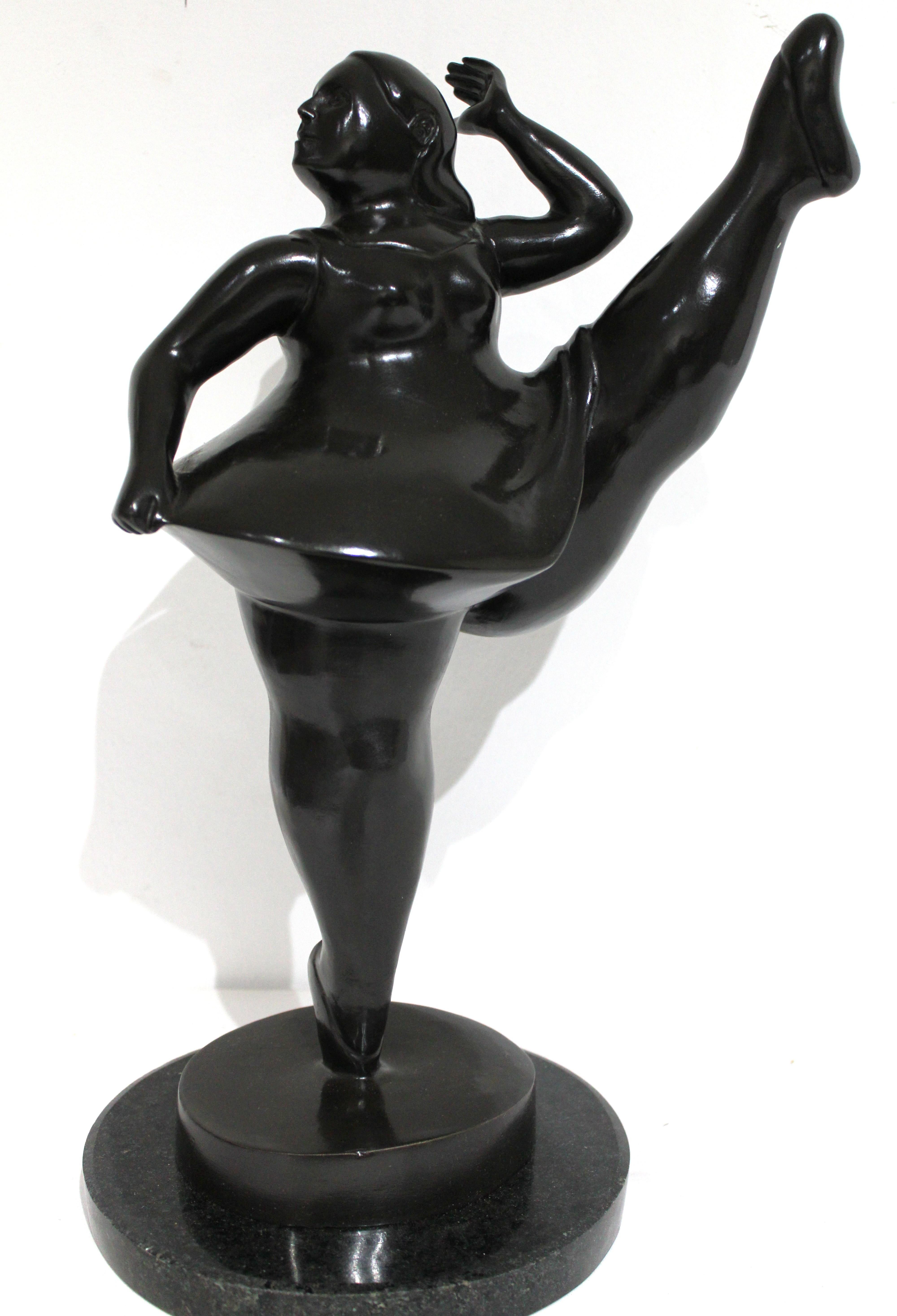 This AFTER BOTERO sculpture is a very beautiful, faithful reproduction in the style of BOTERO'S work that has sold very well here on 1st Dibs. 

The edition is 50 in Roman numerals. 

The  bronze sculpture comes with a very rich dark patina on stone