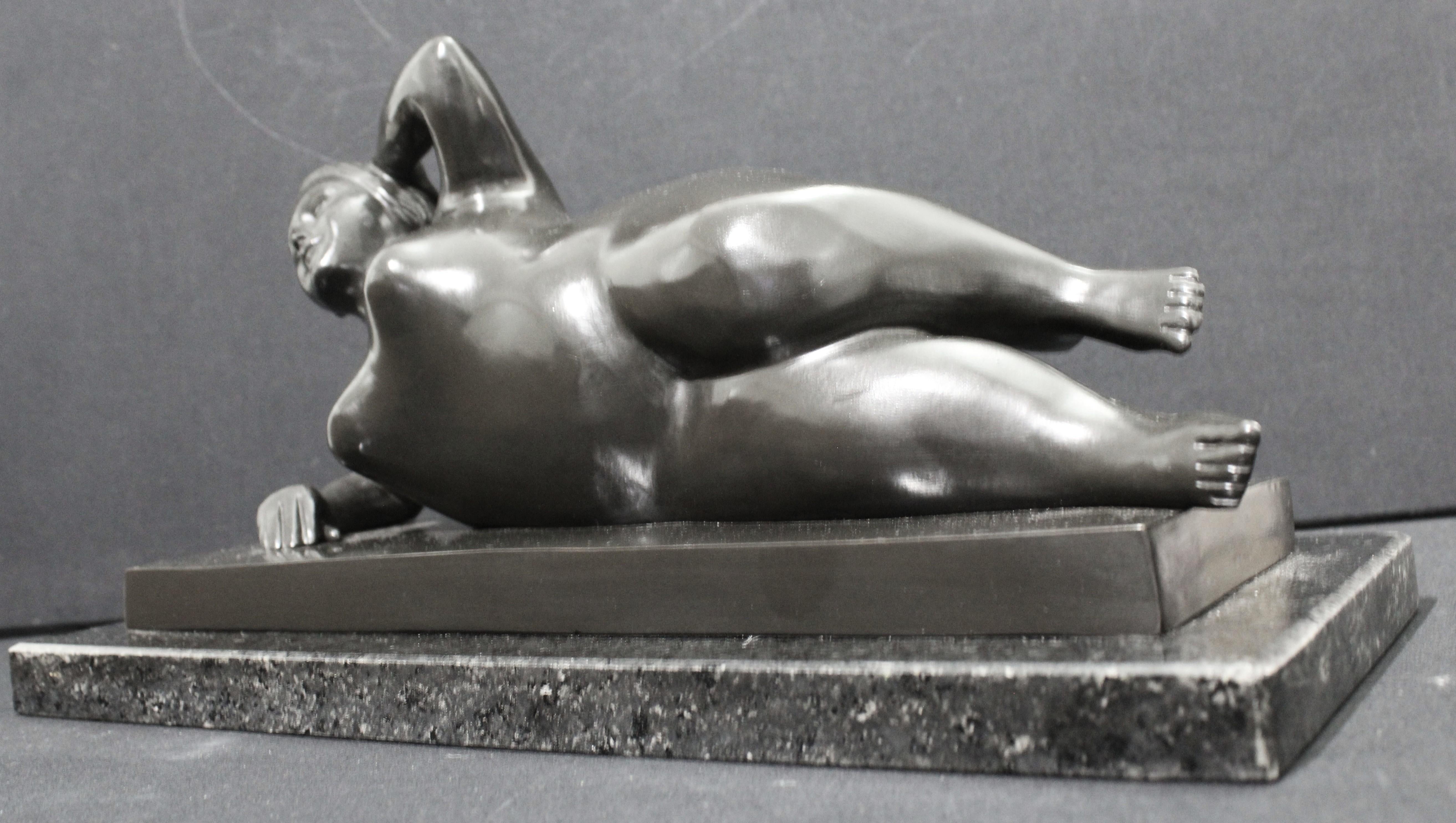 After Botero - Horizontal Nude Woman Bronze Sculpture For Sale 7