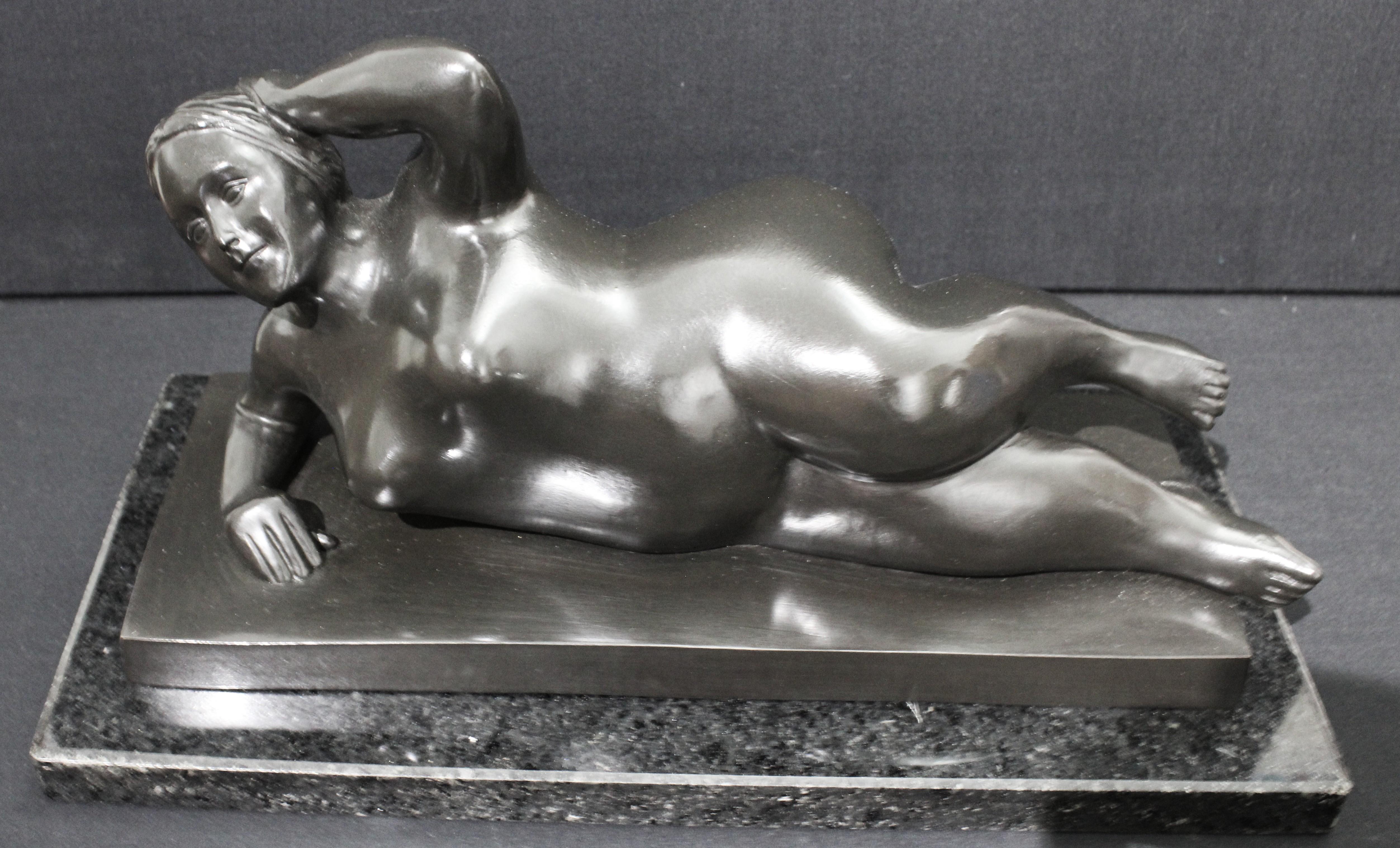 This AFTER BOTERO sculpture is a very beautiful, faithful reproduction in the style of BOTERO'S work that has sold very well here on 1st Dibs. 

The edition is 50 in Roman numerals. 

The  bronze sculpture comes with a very rich dark patina on stone