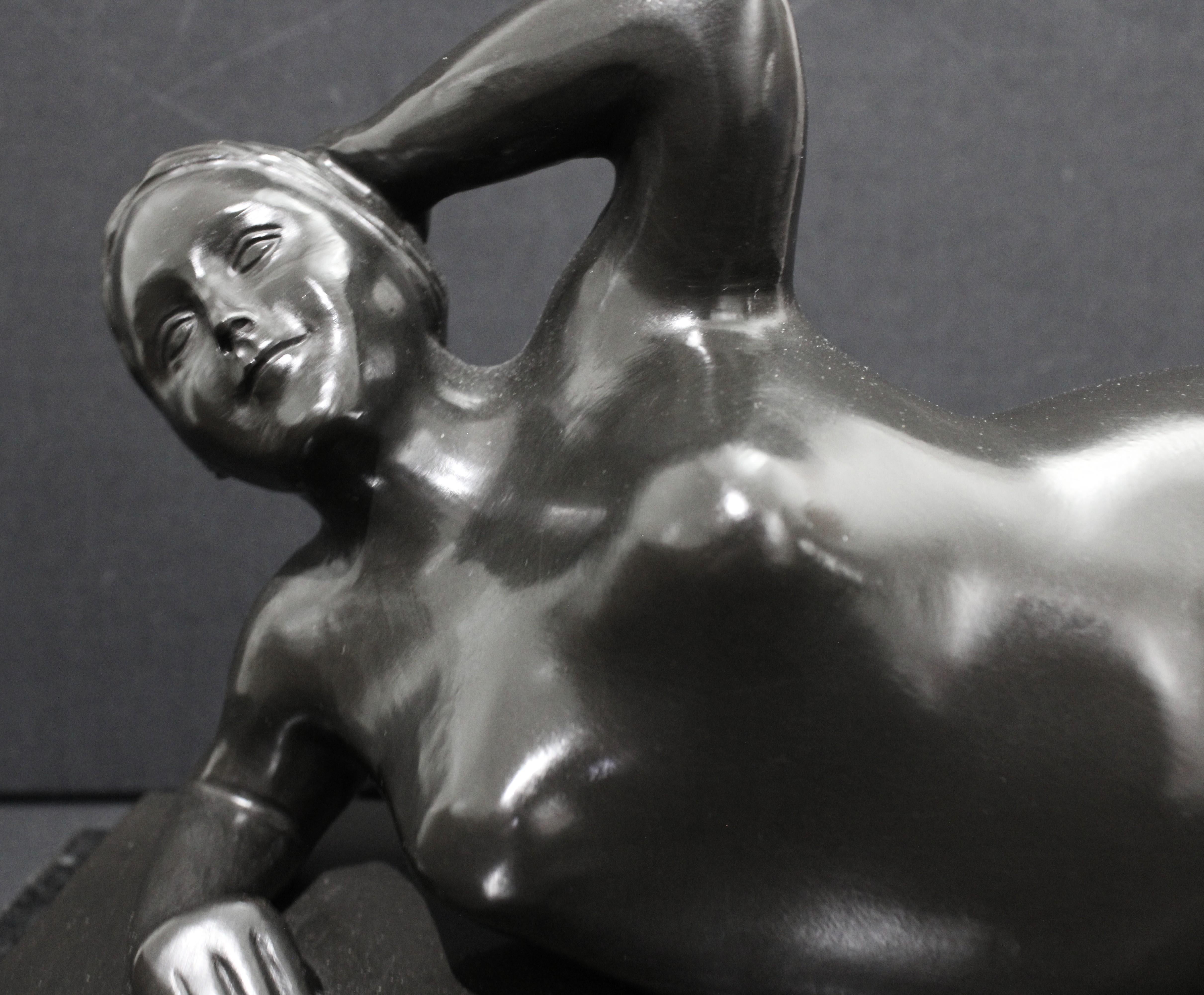 After Botero - Horizontal Nude Woman Bronze Sculpture For Sale 2