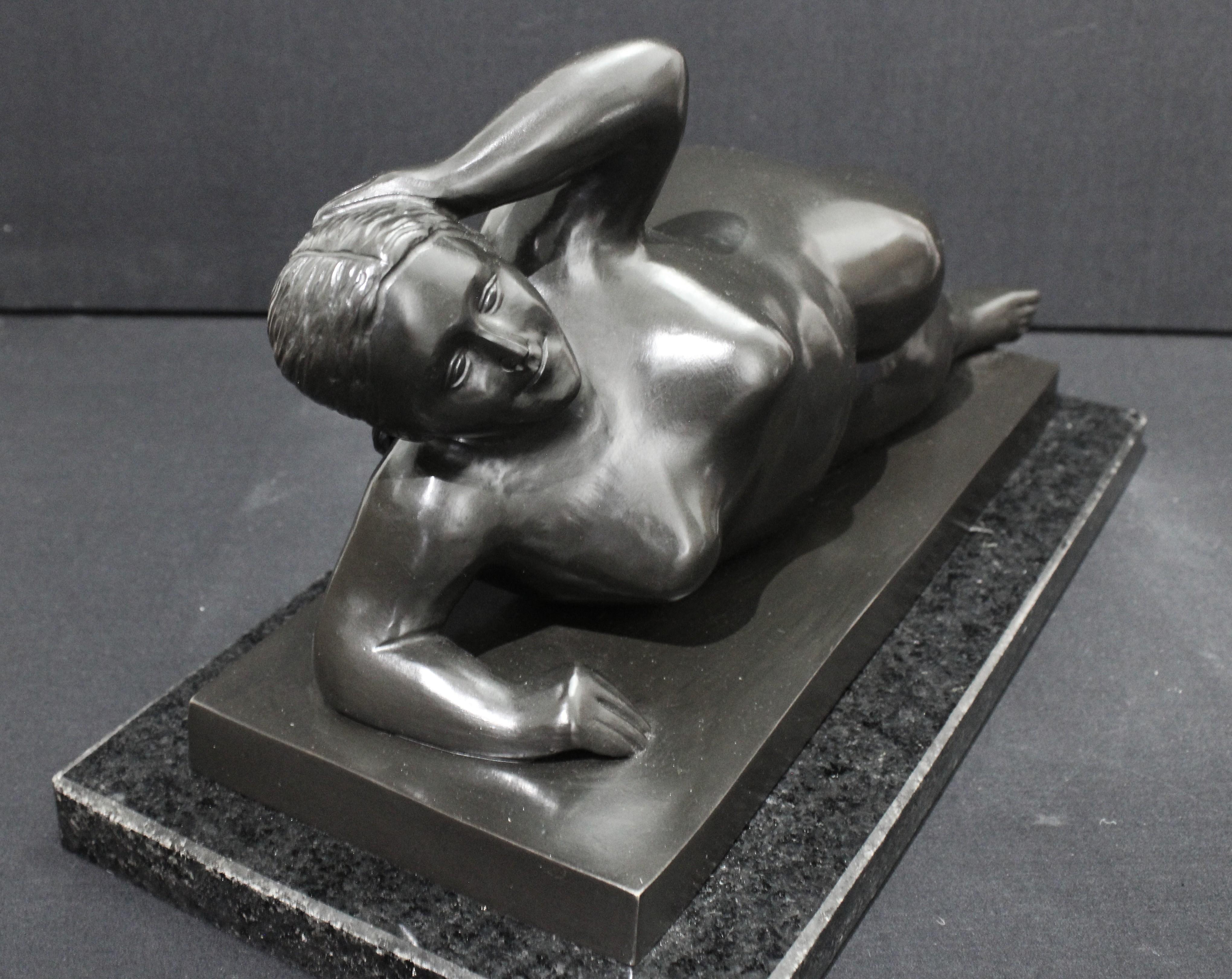 After Botero - Horizontal Nude Woman Bronze Sculpture For Sale 3