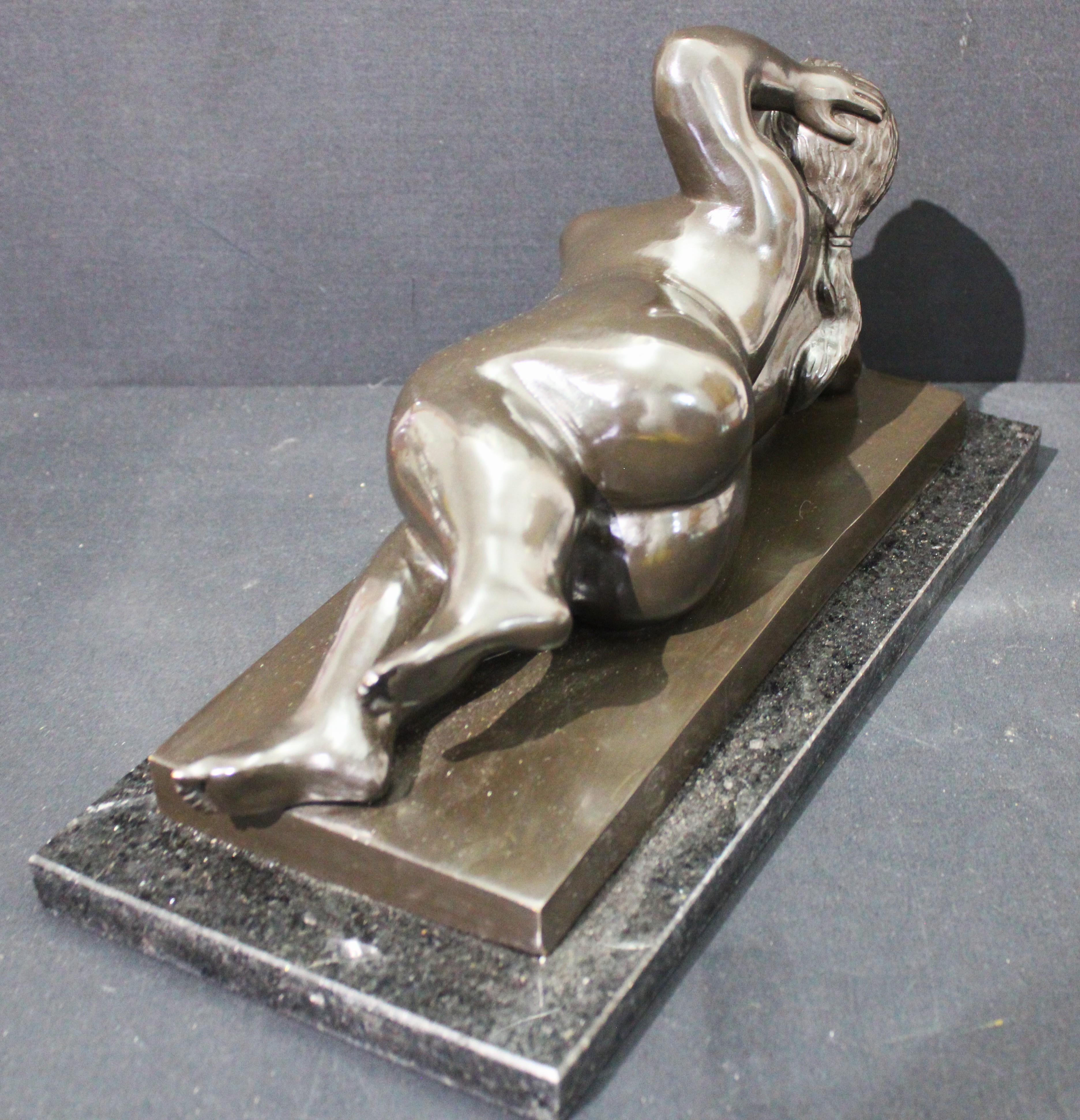 After Botero - Horizontal Nude Woman Bronze Sculpture For Sale 5