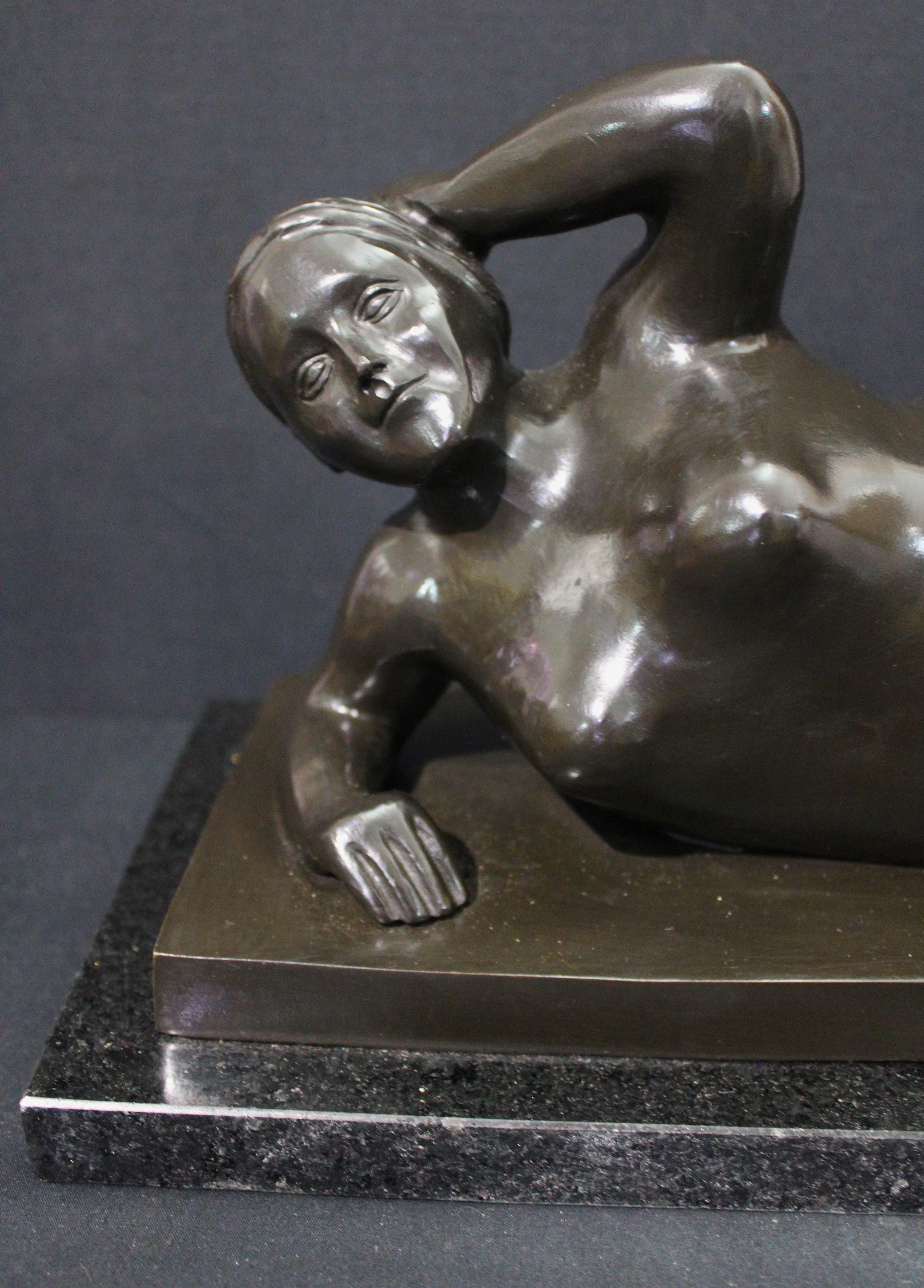After Botero - Horizontal Nude Woman Bronze Sculpture For Sale 6