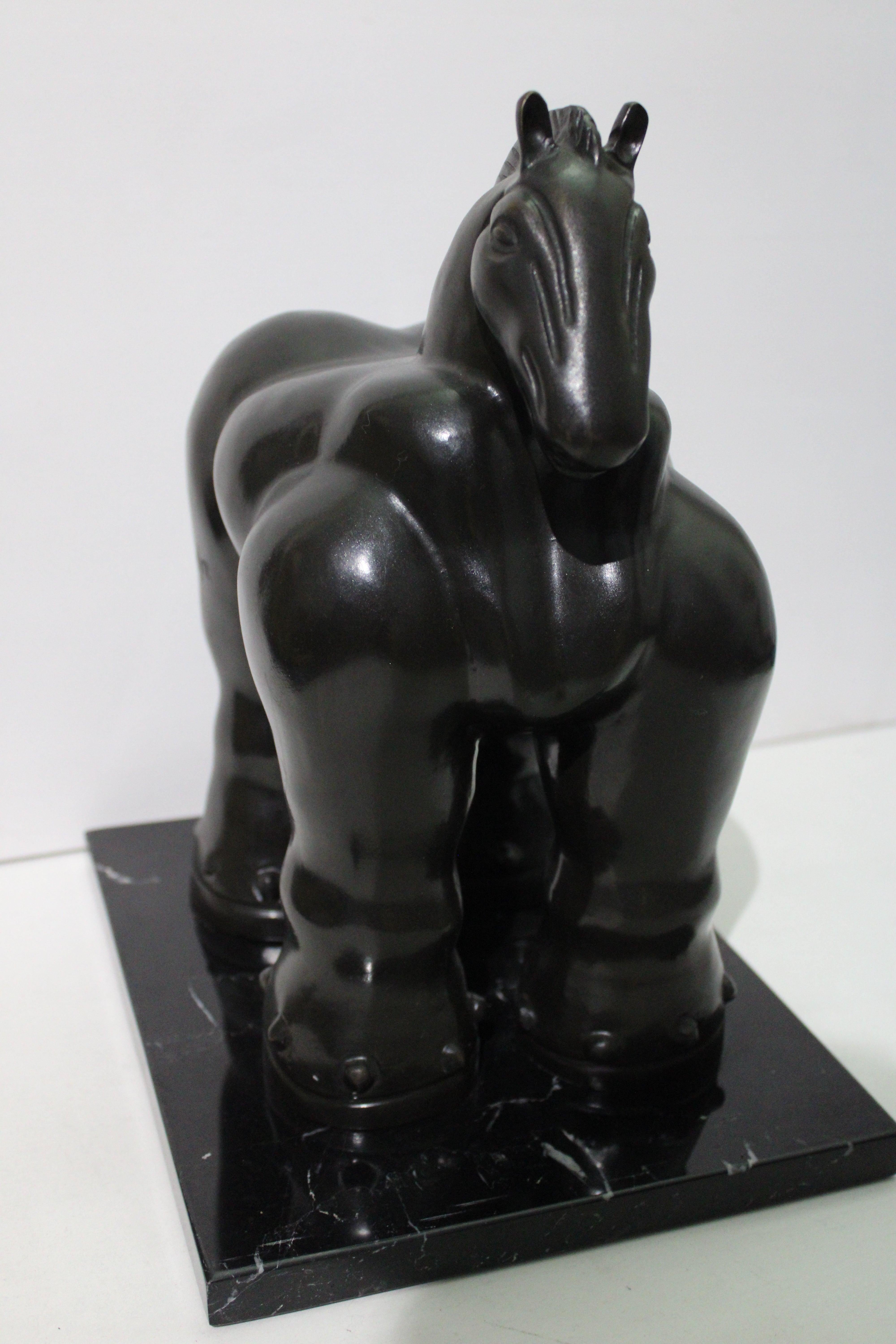 After Botero - Horse Bronze Sculpture - Gold Figurative Sculpture by Fernando Botero
