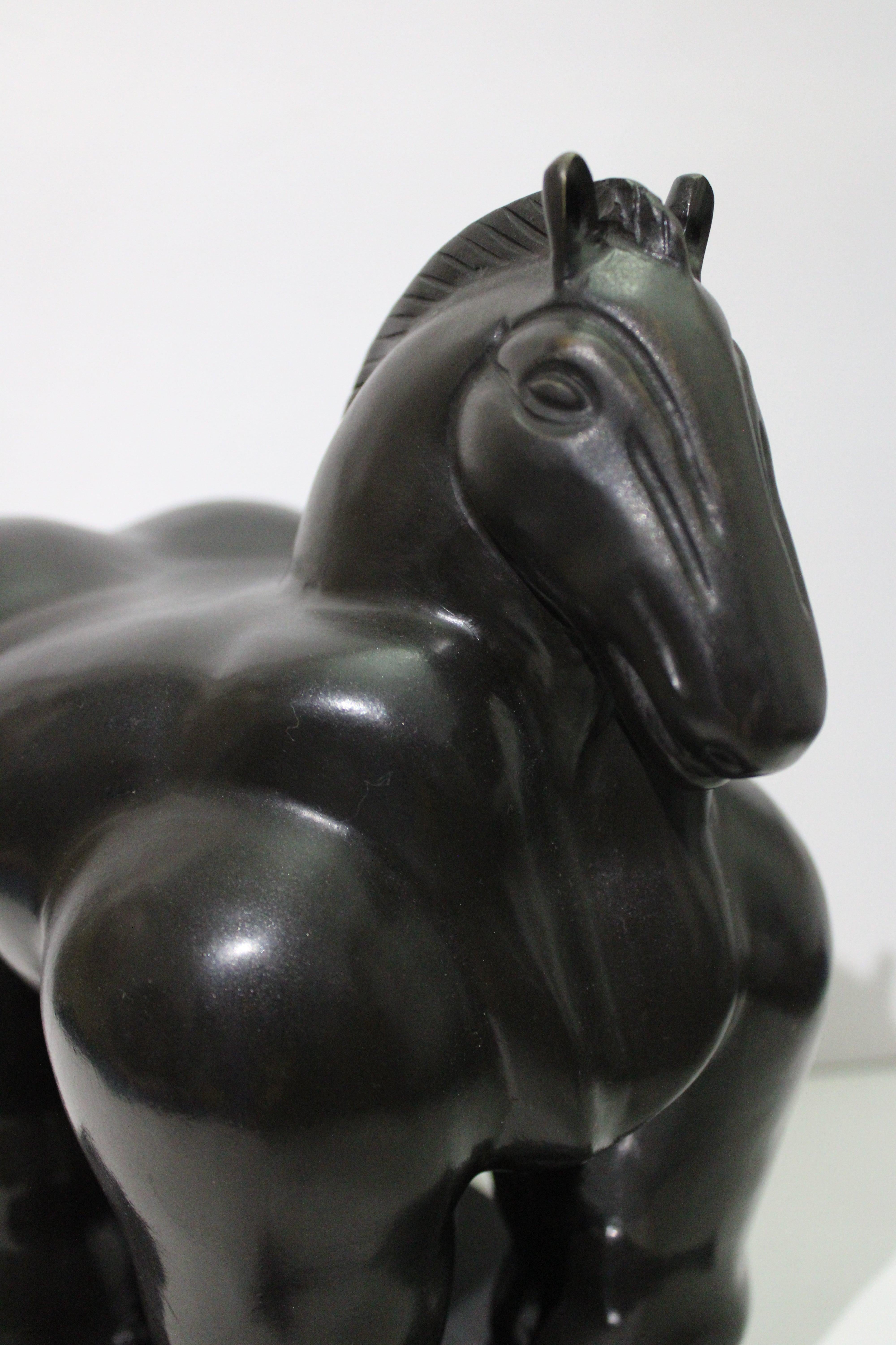 After Fernando Botero
Bronze Horse Sculpture on Marble Base
Stamped F. BOTERO 1992, 
Numbered.