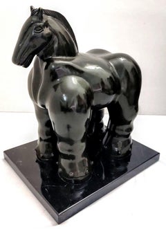 Vintage After Botero - Horse Bronze Sculpture