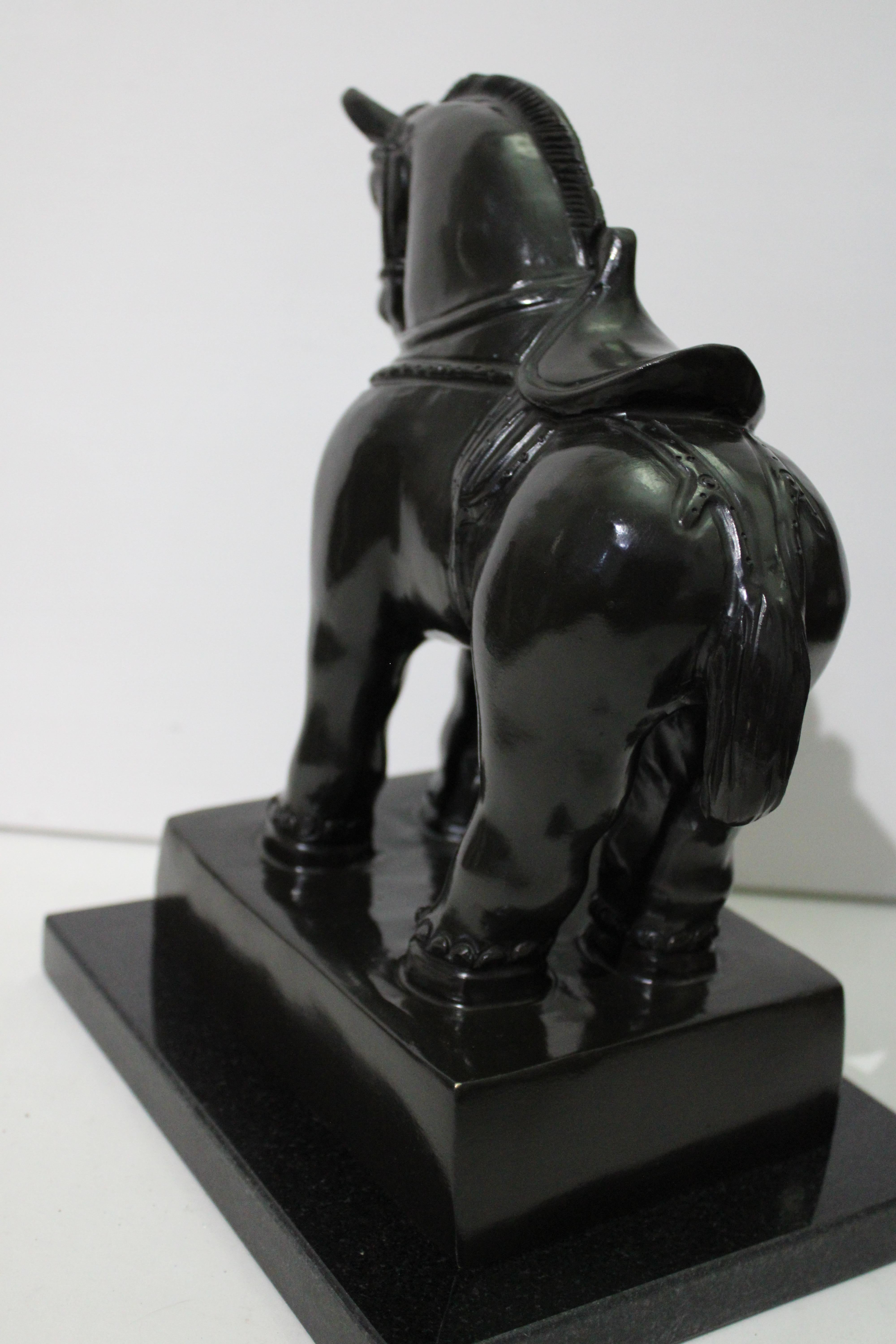 After Botero - Horse with Saddle Bronze Sculpture For Sale 6