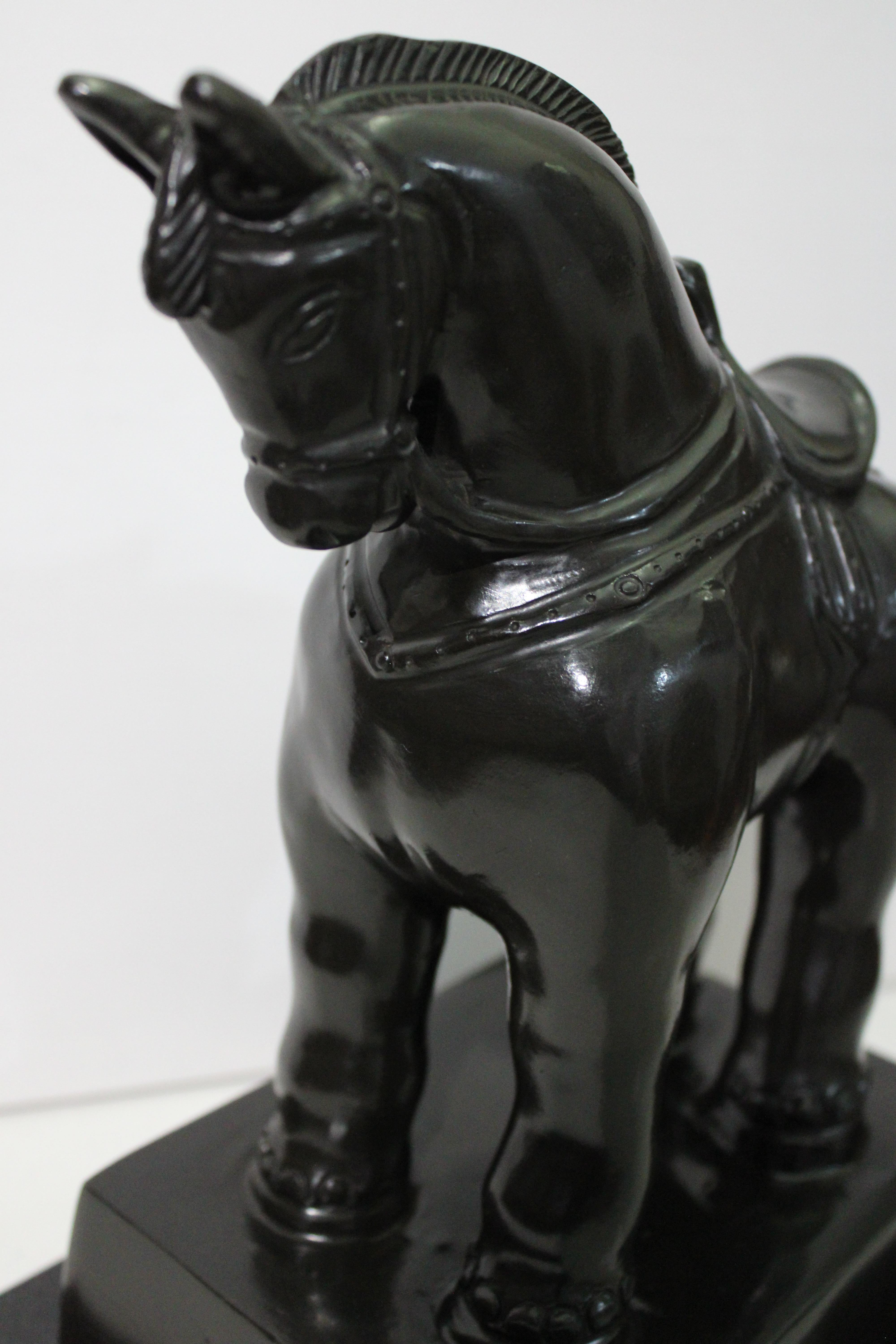 After Botero - Horse with Saddle Bronze Sculpture For Sale 1