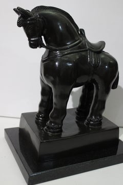 After Botero - Horse with Saddle Bronze Sculpture