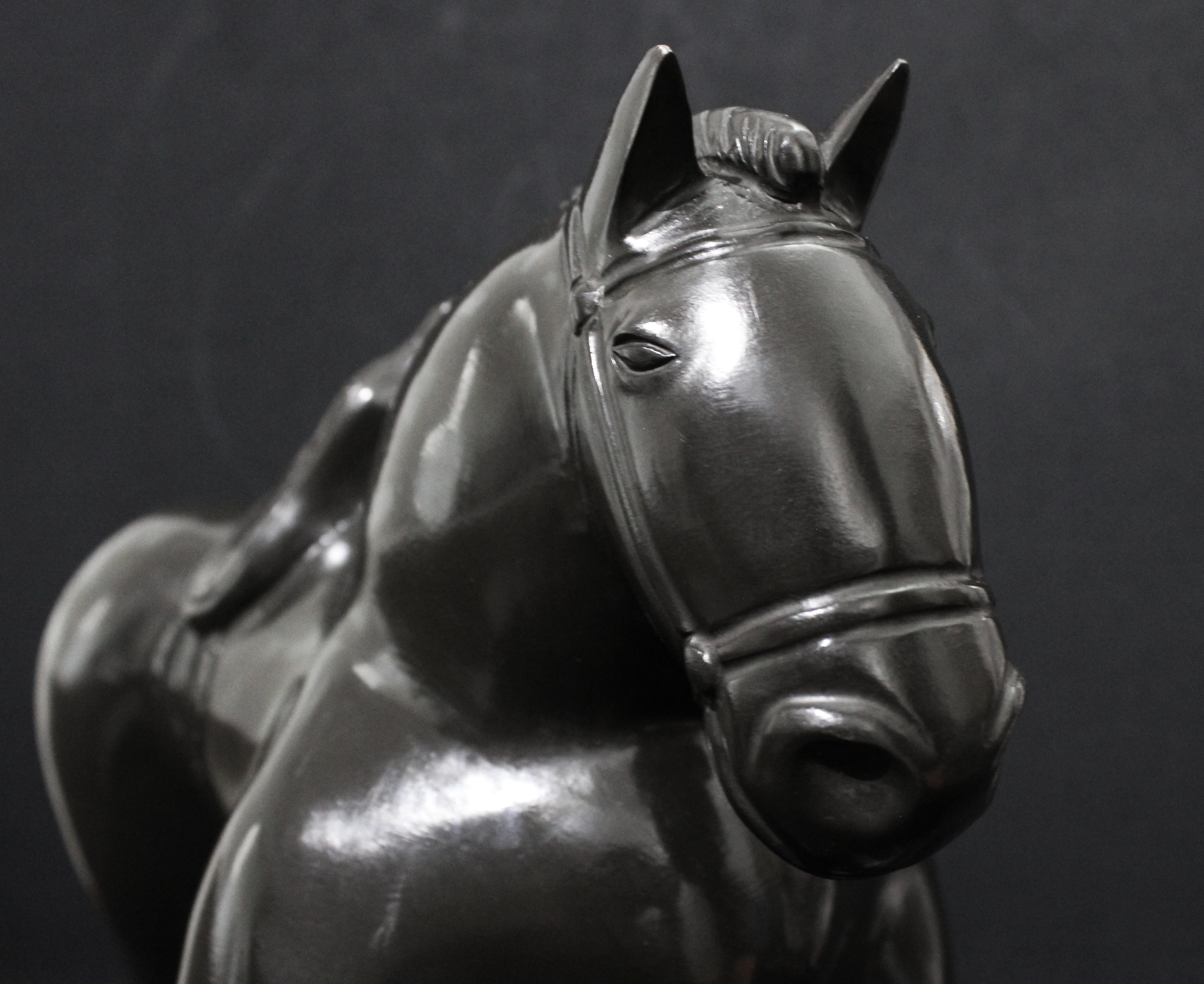 This AFTER BOTERO sculpture is a very beautiful, faithful reproduction in the style of BOTERO'S work that has sold very well here on 1st Dibs. 

The edition is 50 in Roman numerals. 

The  bronze sculpture comes with a very rich dark patina on stone