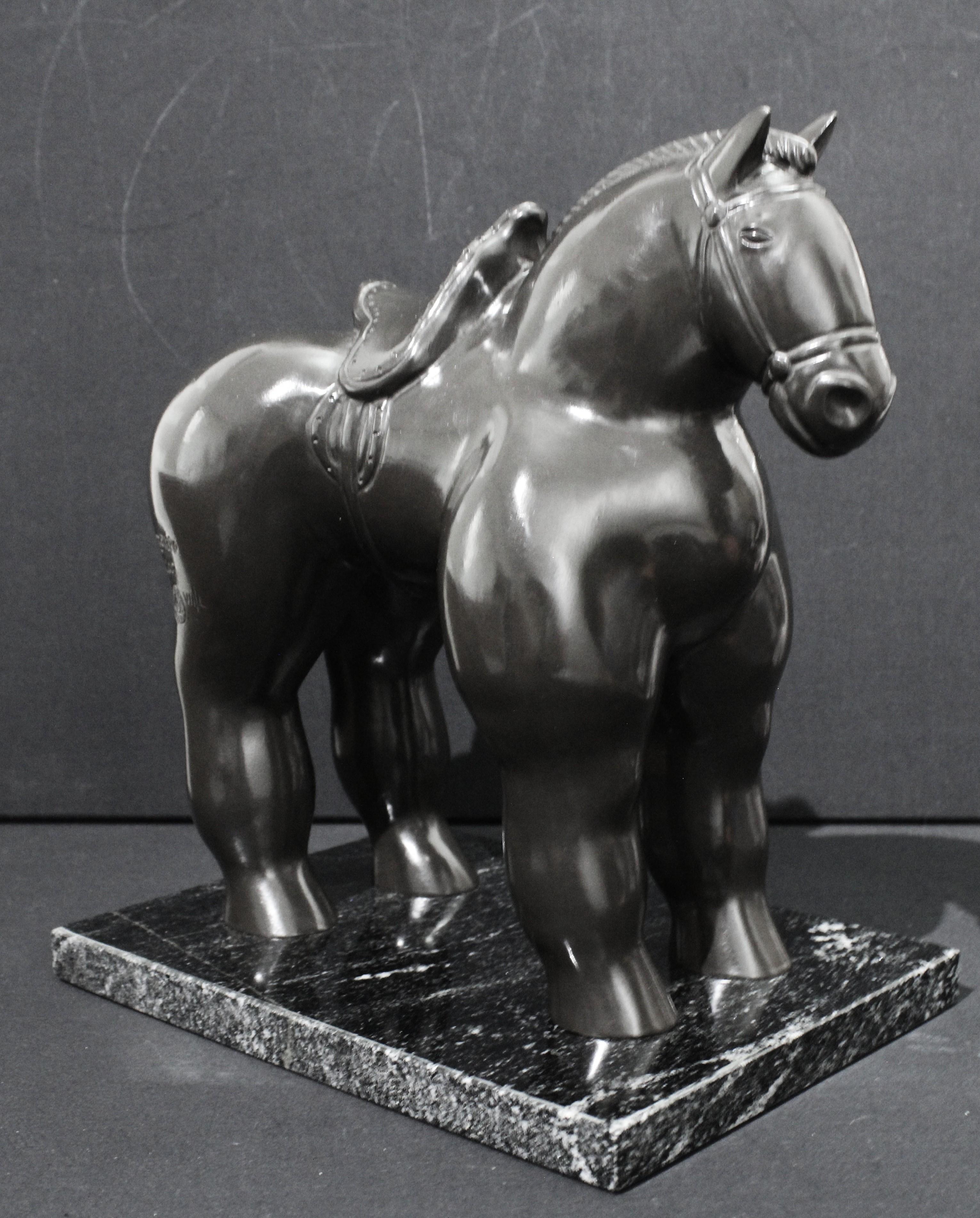 After Botero - Horse with Saddle Sculpture im Angebot 1