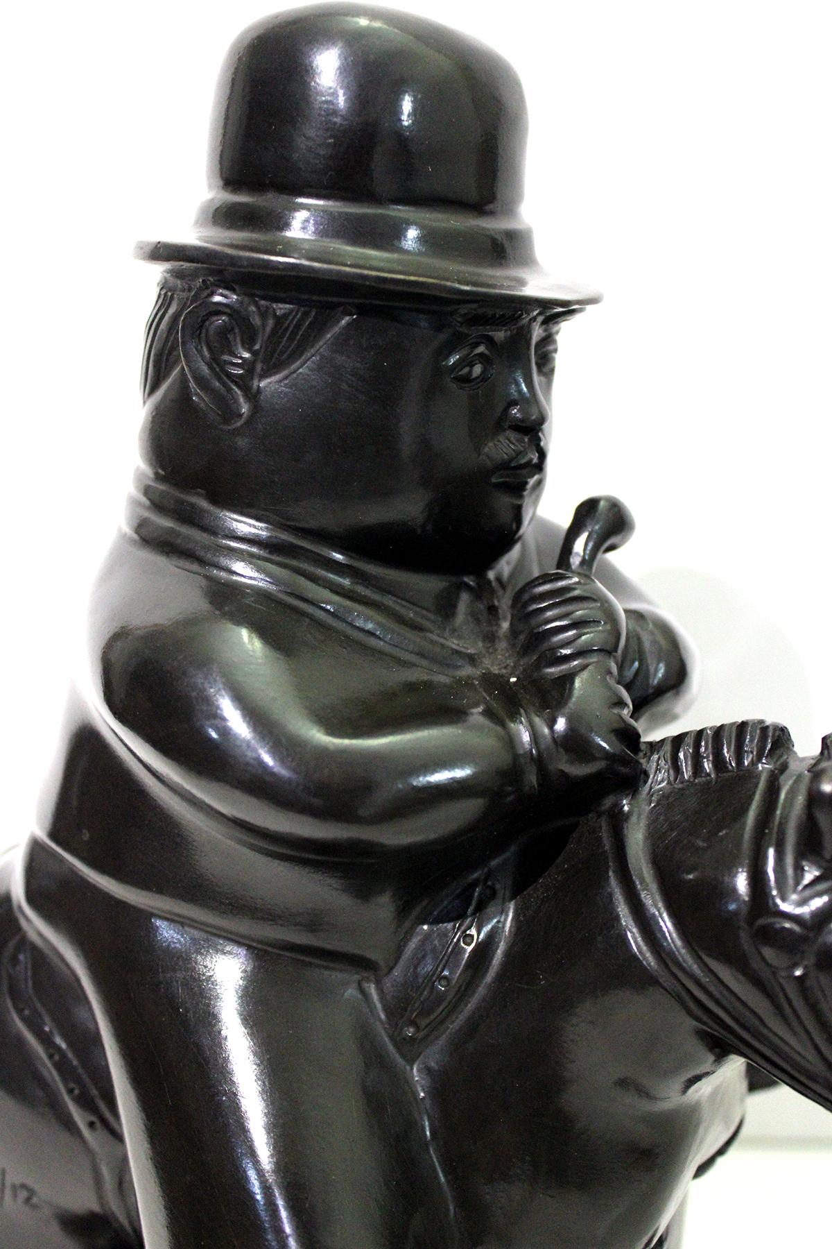 D'après Botero - MAN ON HORSEBACK BRONZE - Contemporain Sculpture par Fernando Botero